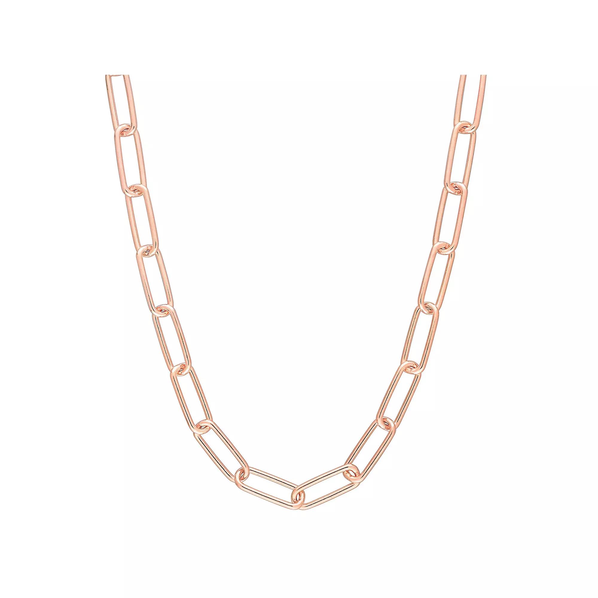 Stella Grace 18k Gold Over Silver 5 mm Paper Clip Link Chain Necklace, Women's,  Product Image