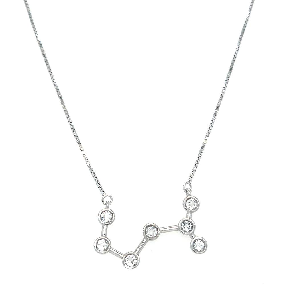 Meshmerise Sterling Silver White Topaz Zodiac Constellation Necklace, Women's, Size: 16-18" ADJ, Silver Tone Scorpio Product Image