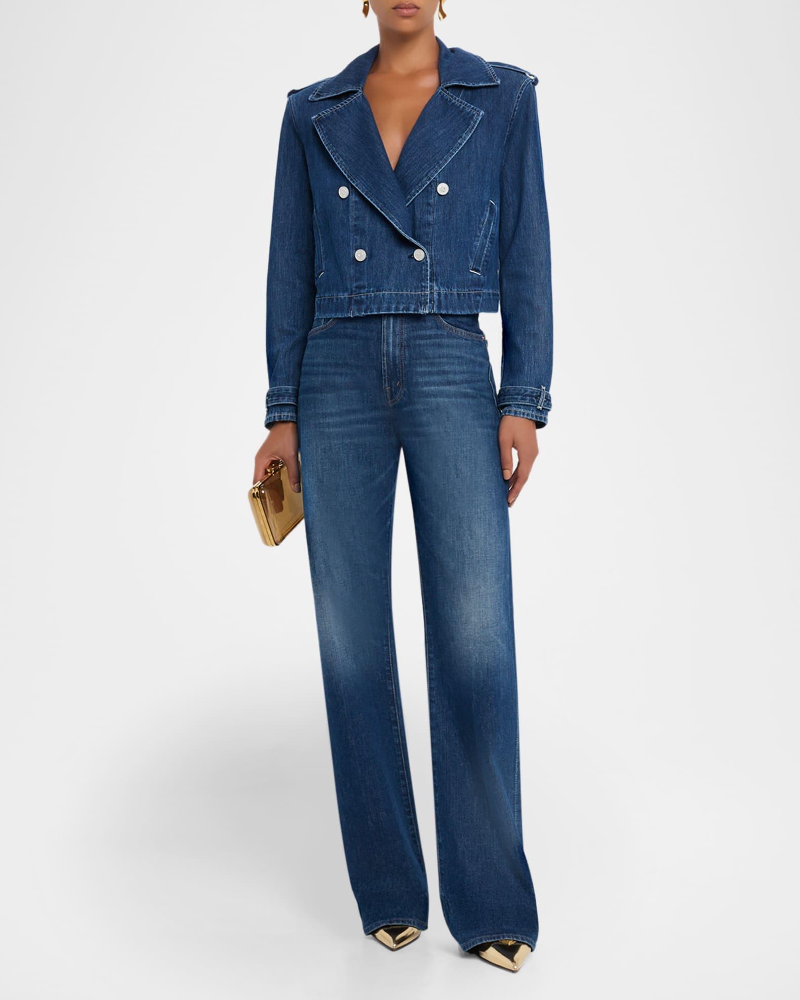 Maddox Cropped Denim Trench Coat Product Image