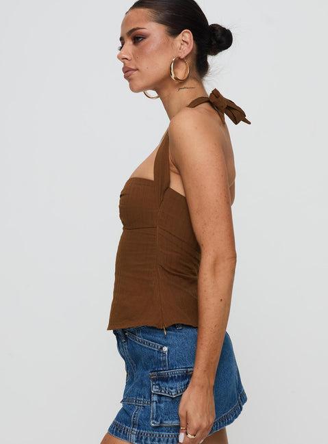Isabetta Halter Top Chocolate Product Image