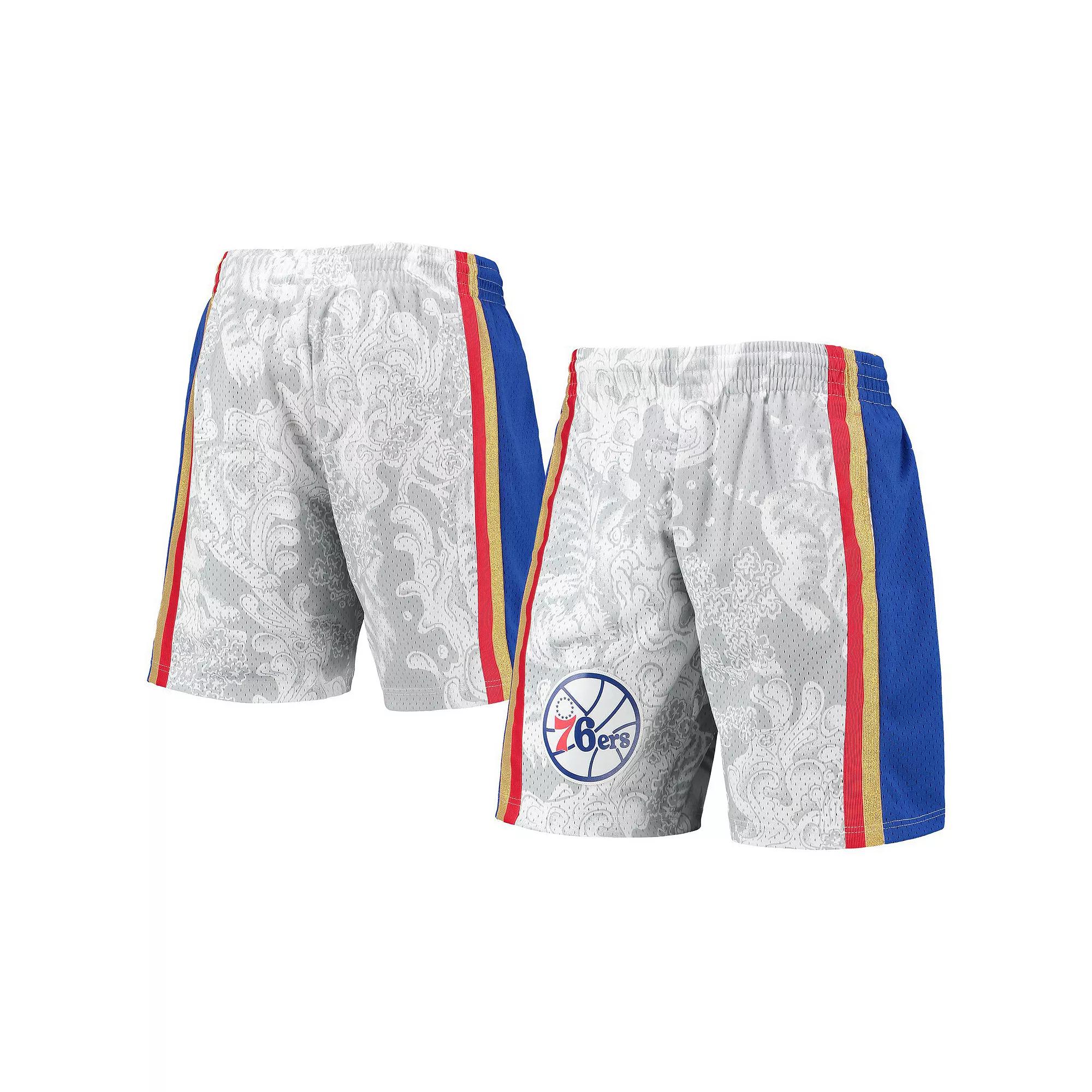 Men's Mitchell & Ness White Philadelphia 76ers Hardwood Classics Lunar New Year Swingman Shorts,  Product Image