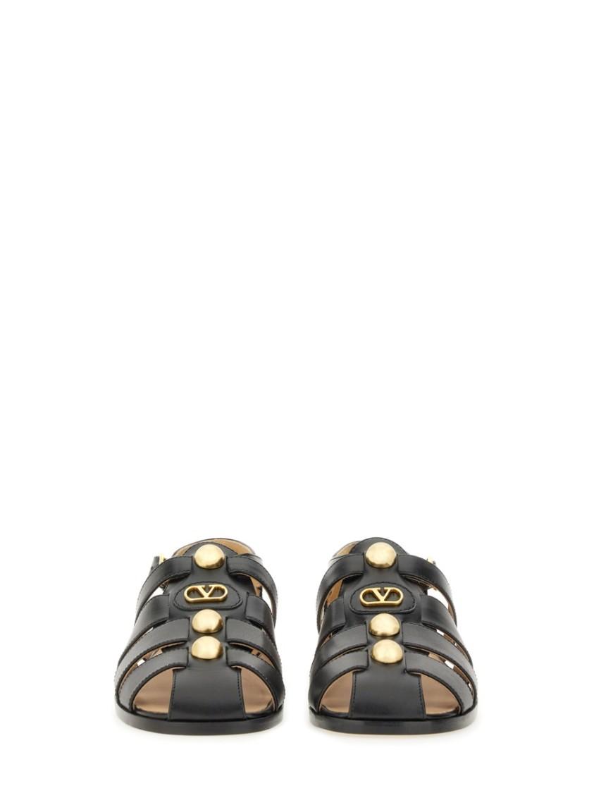 VALENTINO GARAVANI Vlogo Signature Faux-pearl Flat Sandals In Black Product Image
