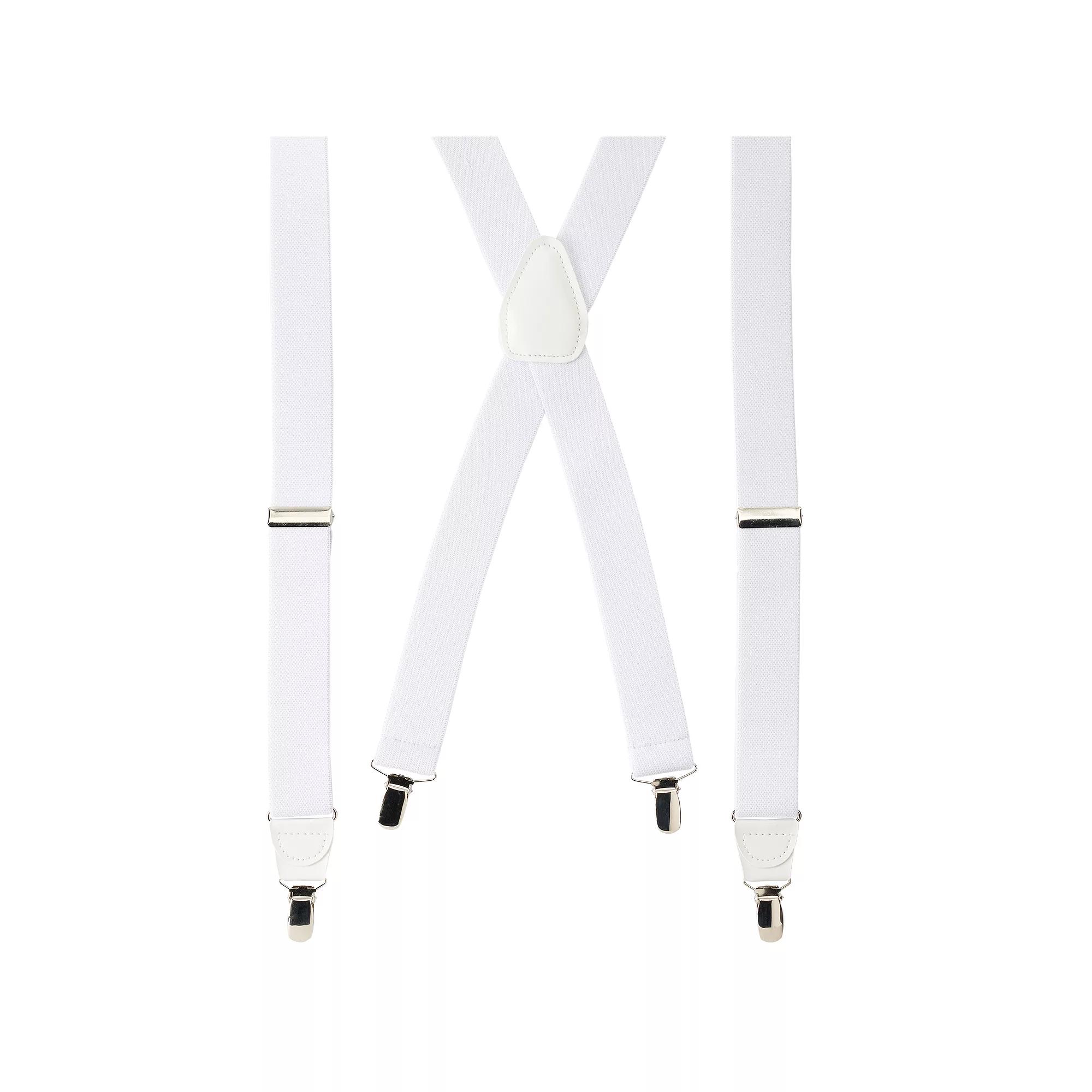 Men's Wembley Solid Stretch Suspenders, White Product Image