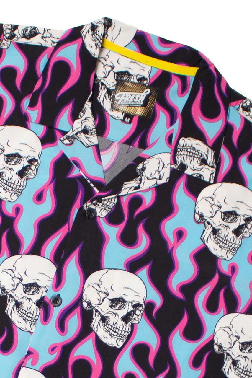 Y2K Flaming Skull Button Up Shirt Product Image