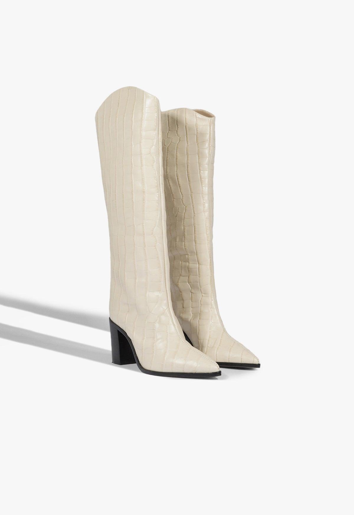 Maryana Block Crocodile-Embossed Leather Boot Female Product Image