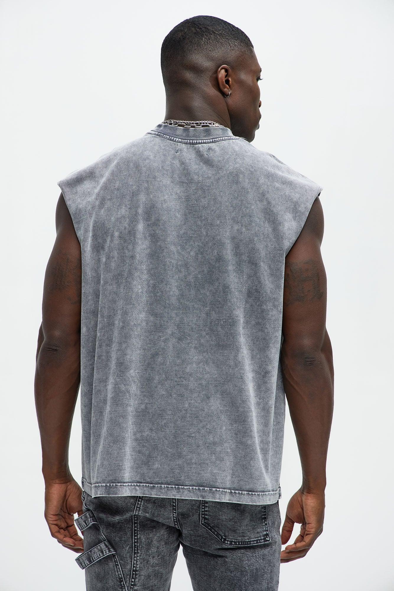 Relaxed Vintage Wash Heavyweight Muscle Tee - Grey/Smoke Product Image