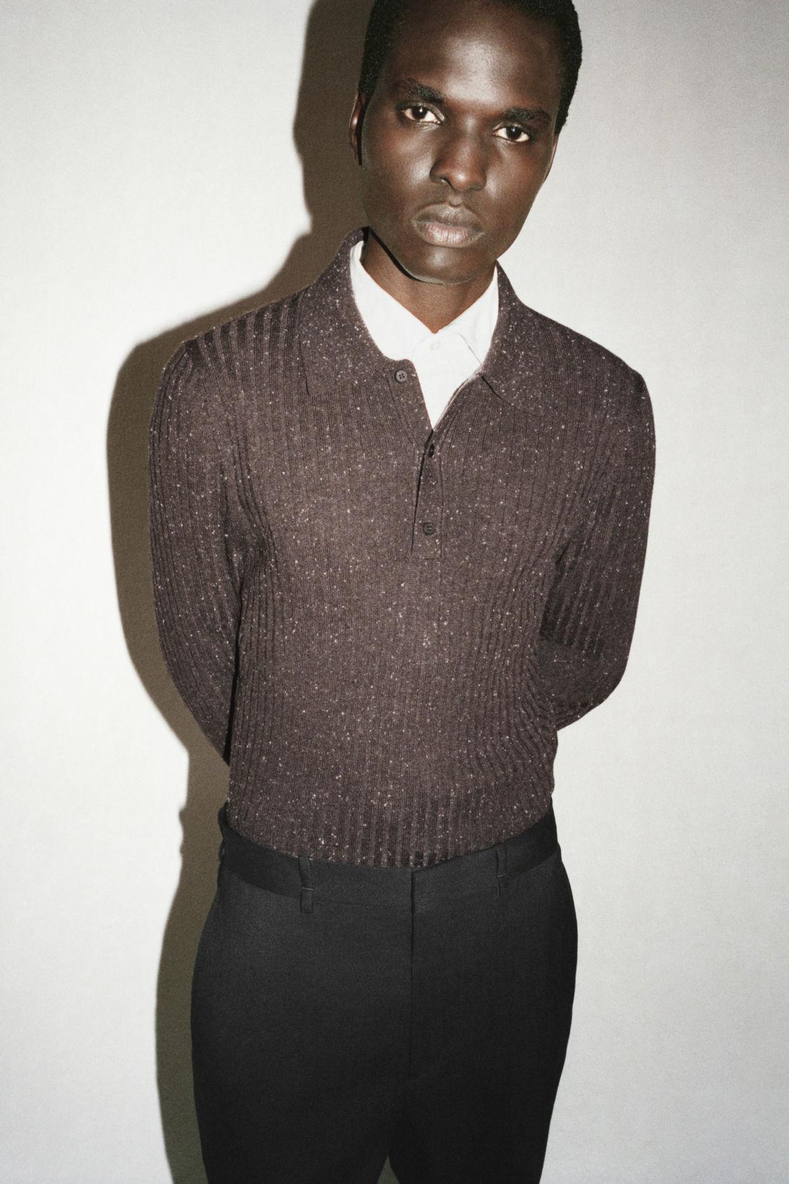 THE FLECKED WOOL POLO SHIRT Product Image