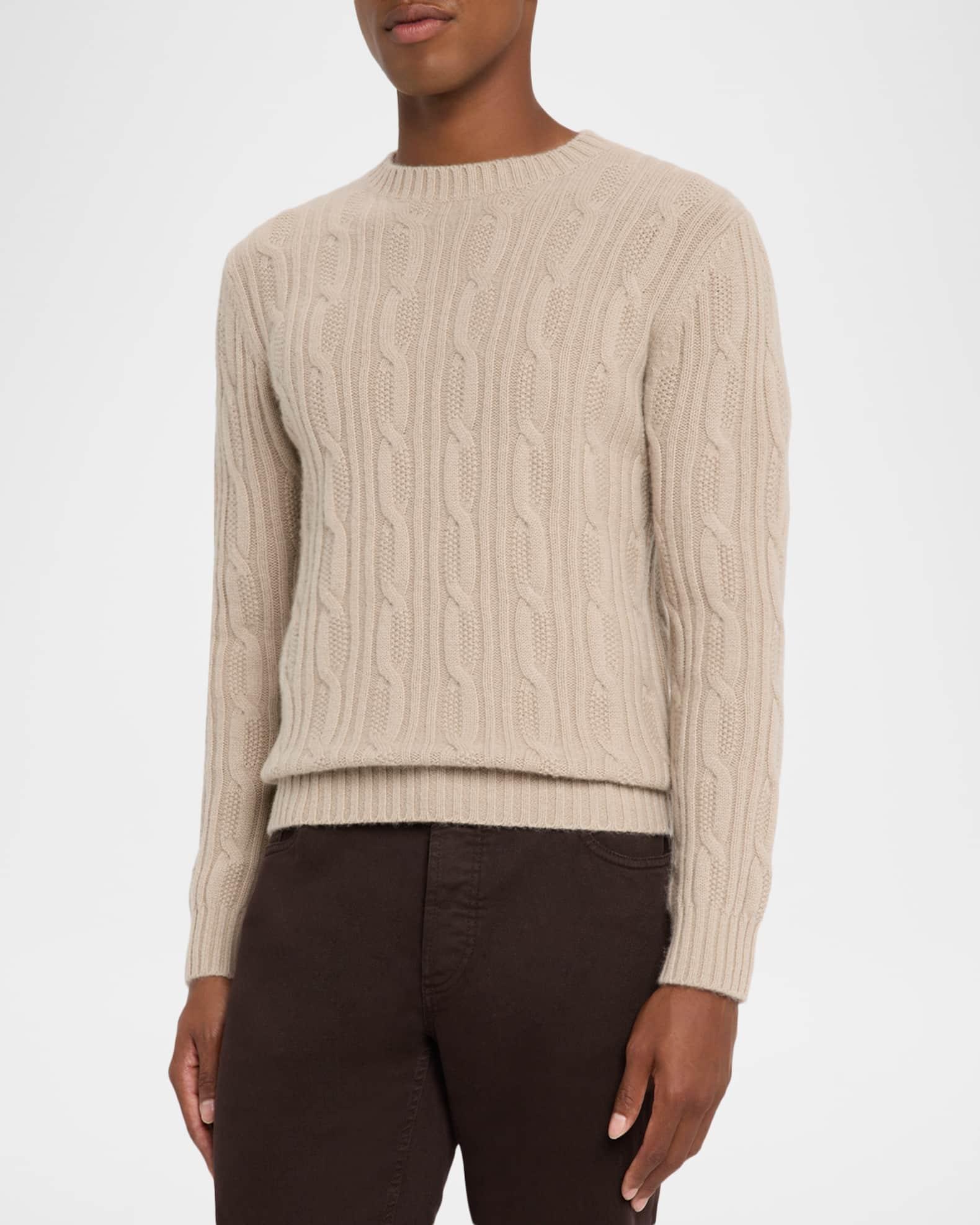 Men's Cashmere Cable Knit Crewneck Sweater Product Image