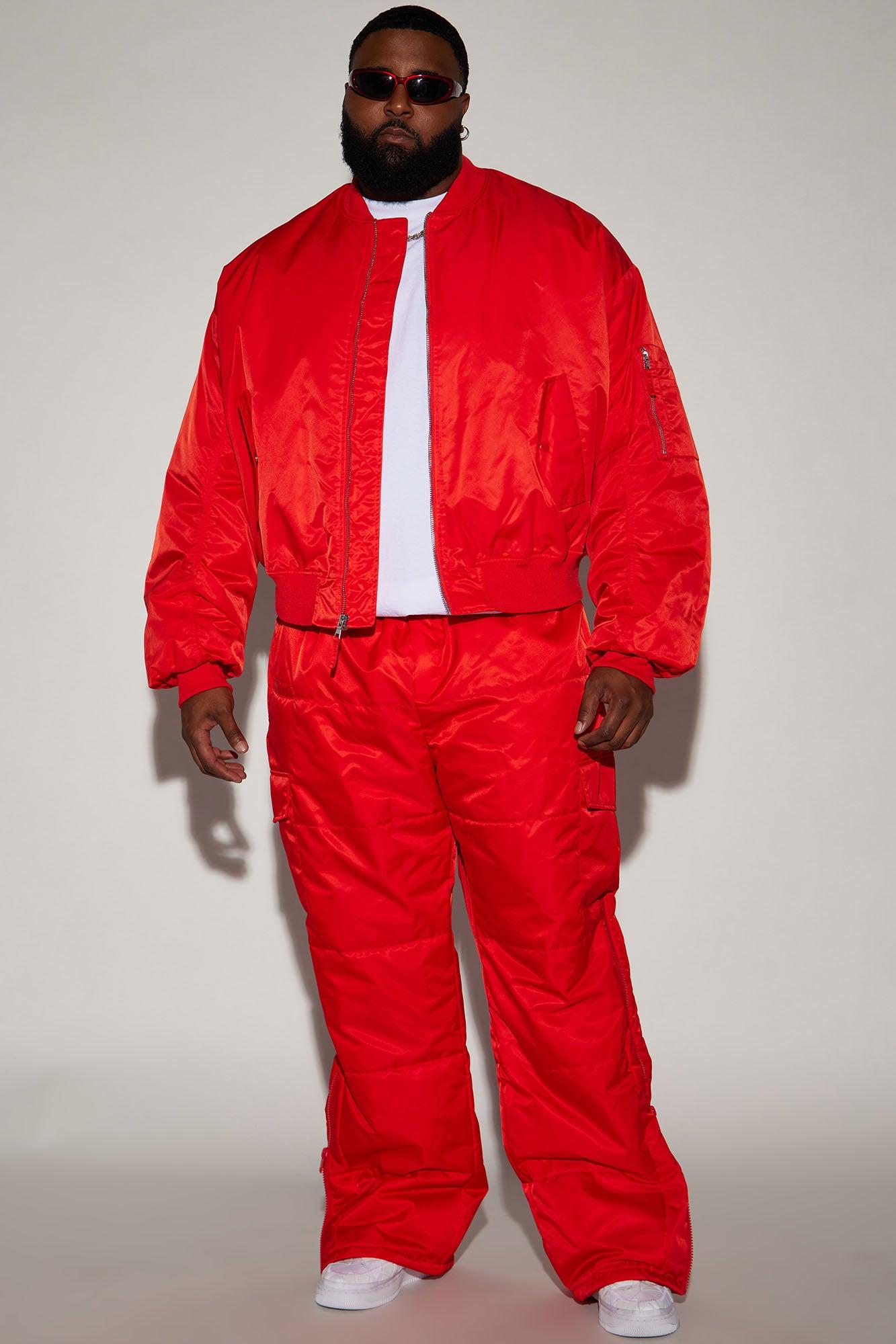 Ride With Me Baggy Padded Nylon Pants - Red Product Image