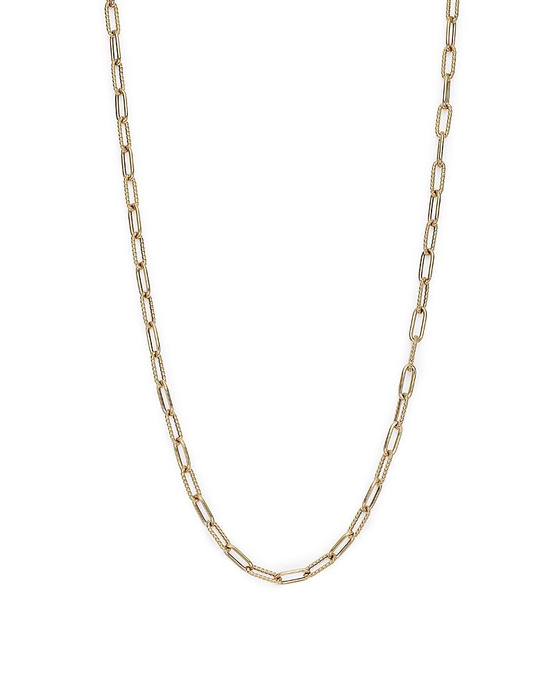 Womens 18K Yellow Gold Polished & Fluted Paper Clip Chain Necklace Product Image