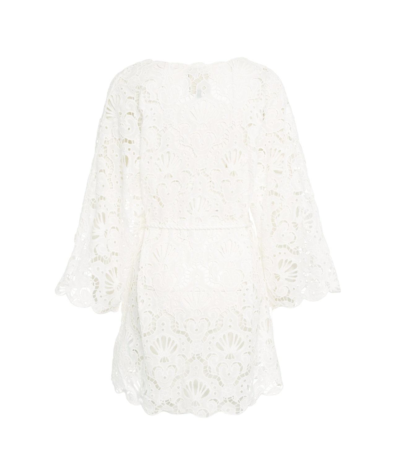 Mini dress with perforated embroidery Product Image