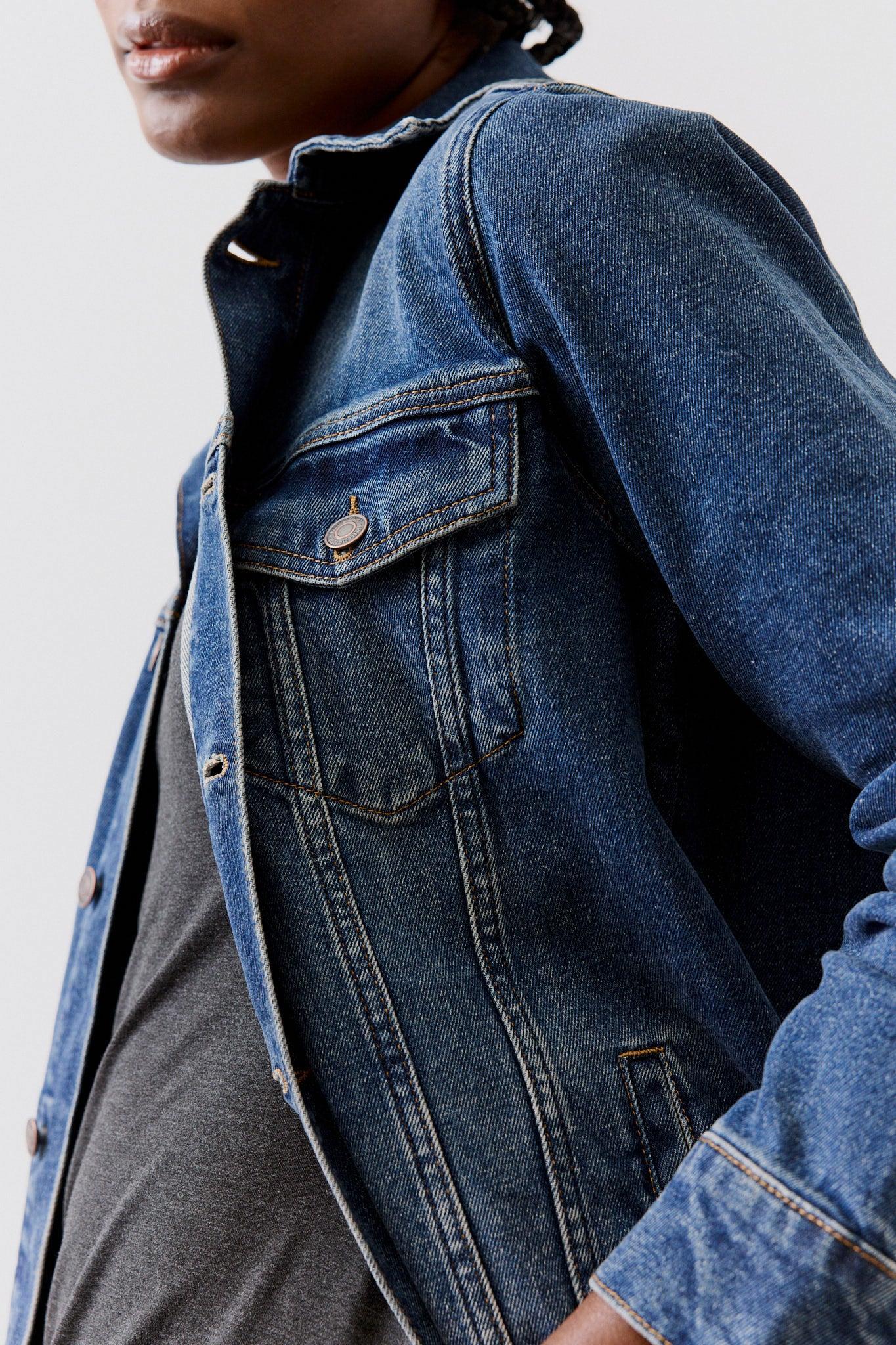Long Line Denim Jacket Product Image