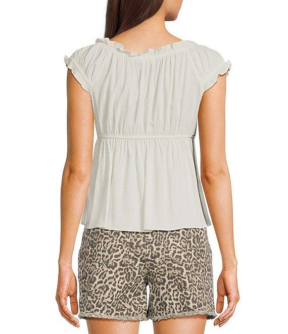 Moa Moa Sleeveless Solid Shirred Babydoll Top Product Image