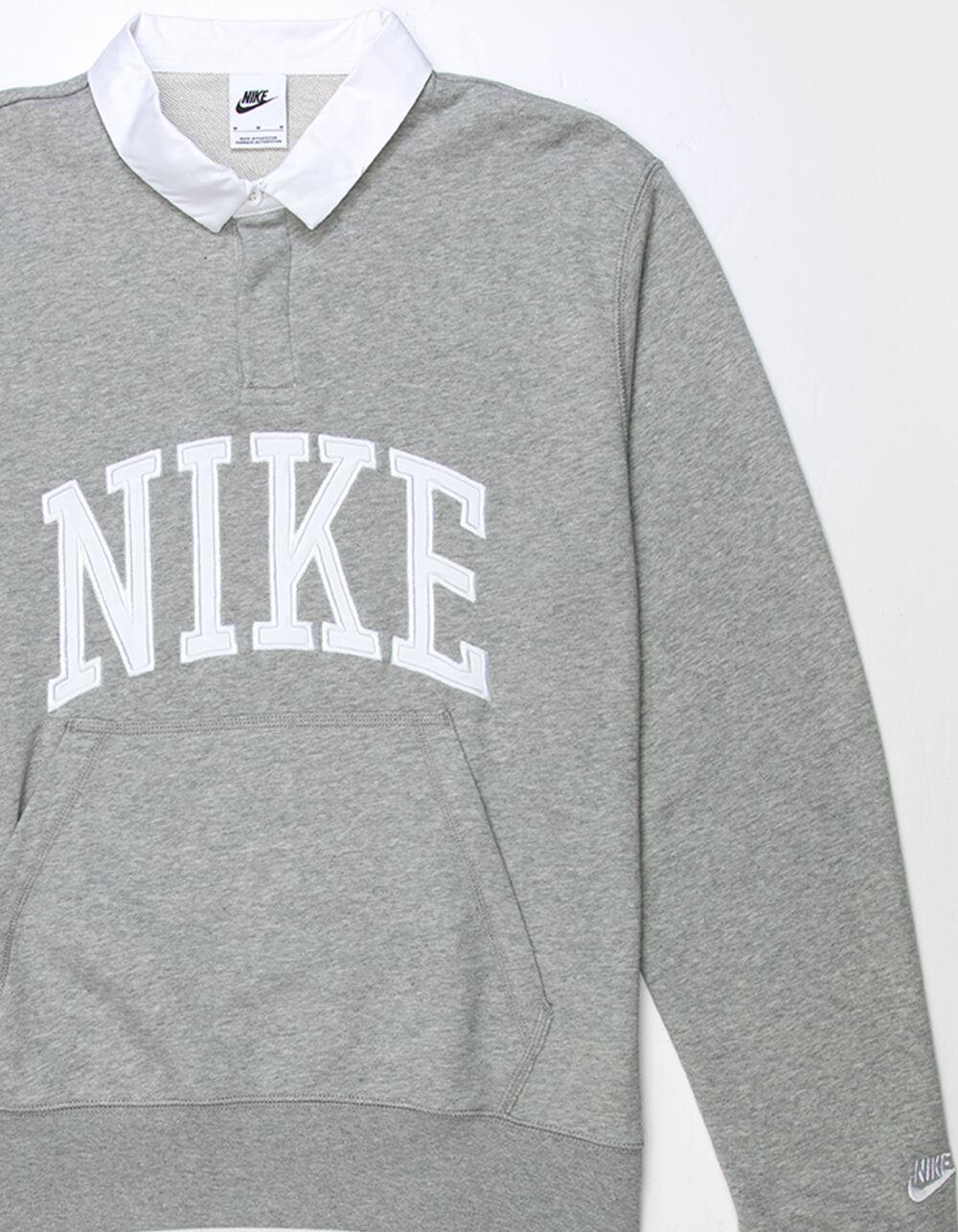 NIKE Club Fleece Mens Long Sleeve Polo Shirt - HEATHER GRAY Product Image