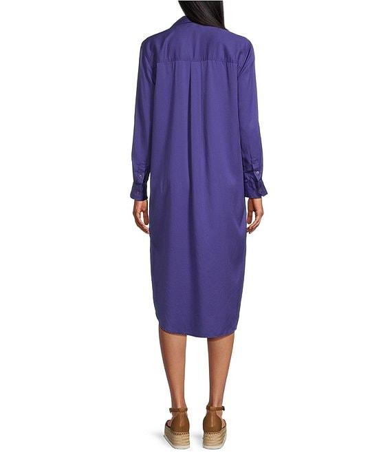 Westbound Petite Size 3/4 Roll-Tab Sleeve Button-Front Midi Shirt Dress Product Image