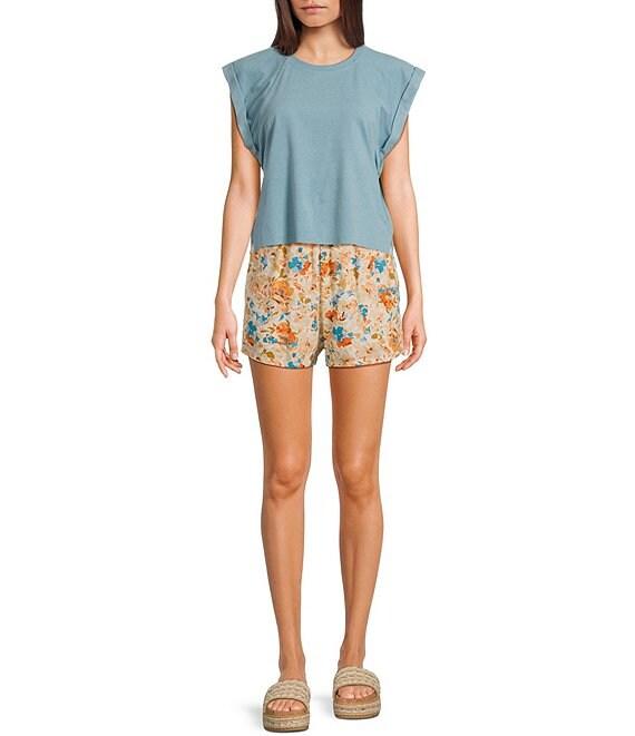 Sadie & Sage Cuff Short Sleeve Ribbed Knit Pullover Top Product Image