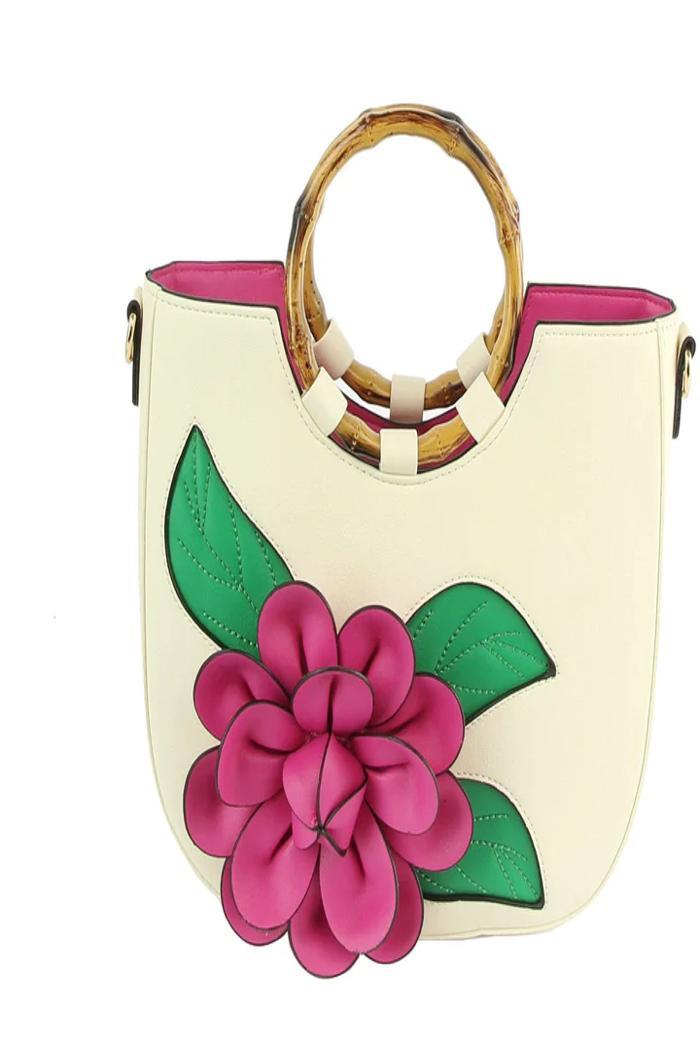 Women Flower Satchel Evening Purse Two Handle Product Image