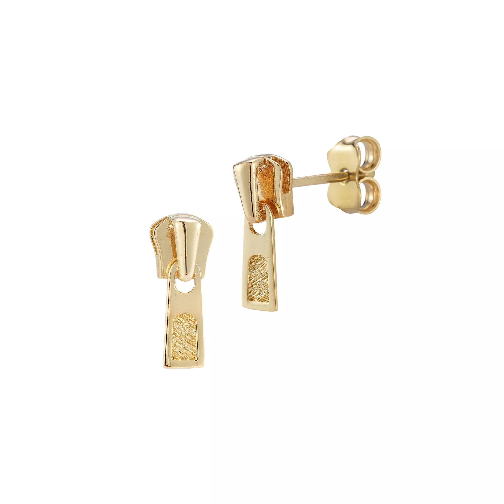 LUMINOR GOLD 14k Gold Zipper Stud Earrings, Women's Product Image