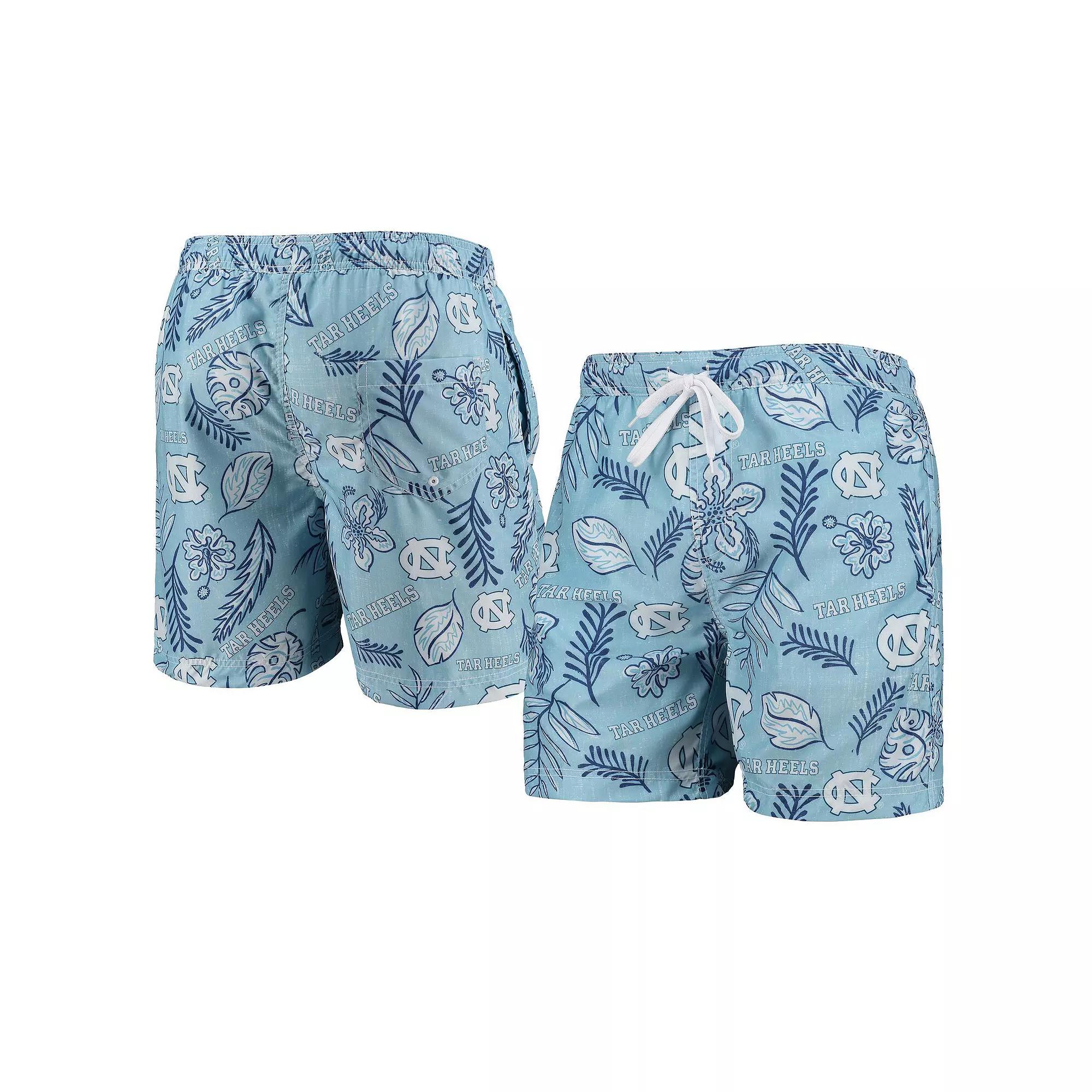 Mens Wes & Willy Carolina Blue North Carolina Tar Heels Vintage Floral Swim Trunks Product Image