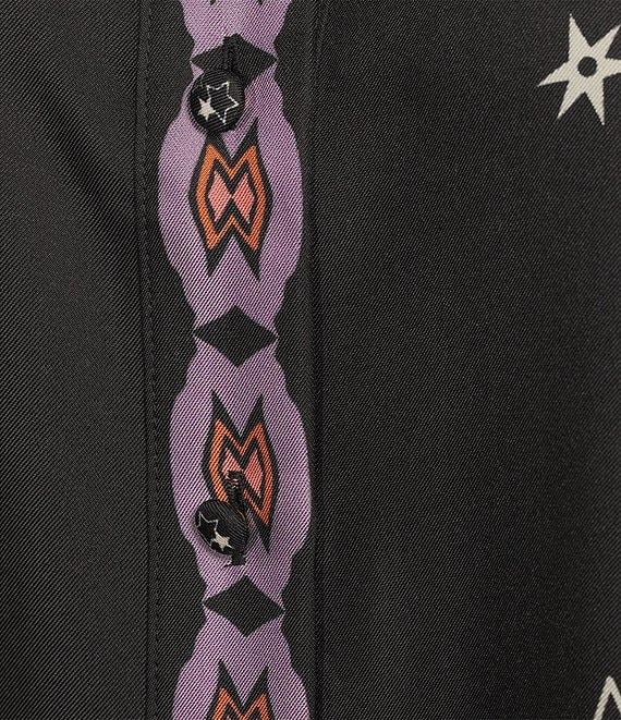 JOHNNY WAS Plus Size Placement Floral and Border Print Point Collar Long Sleeve Button Front Shirt Product Image