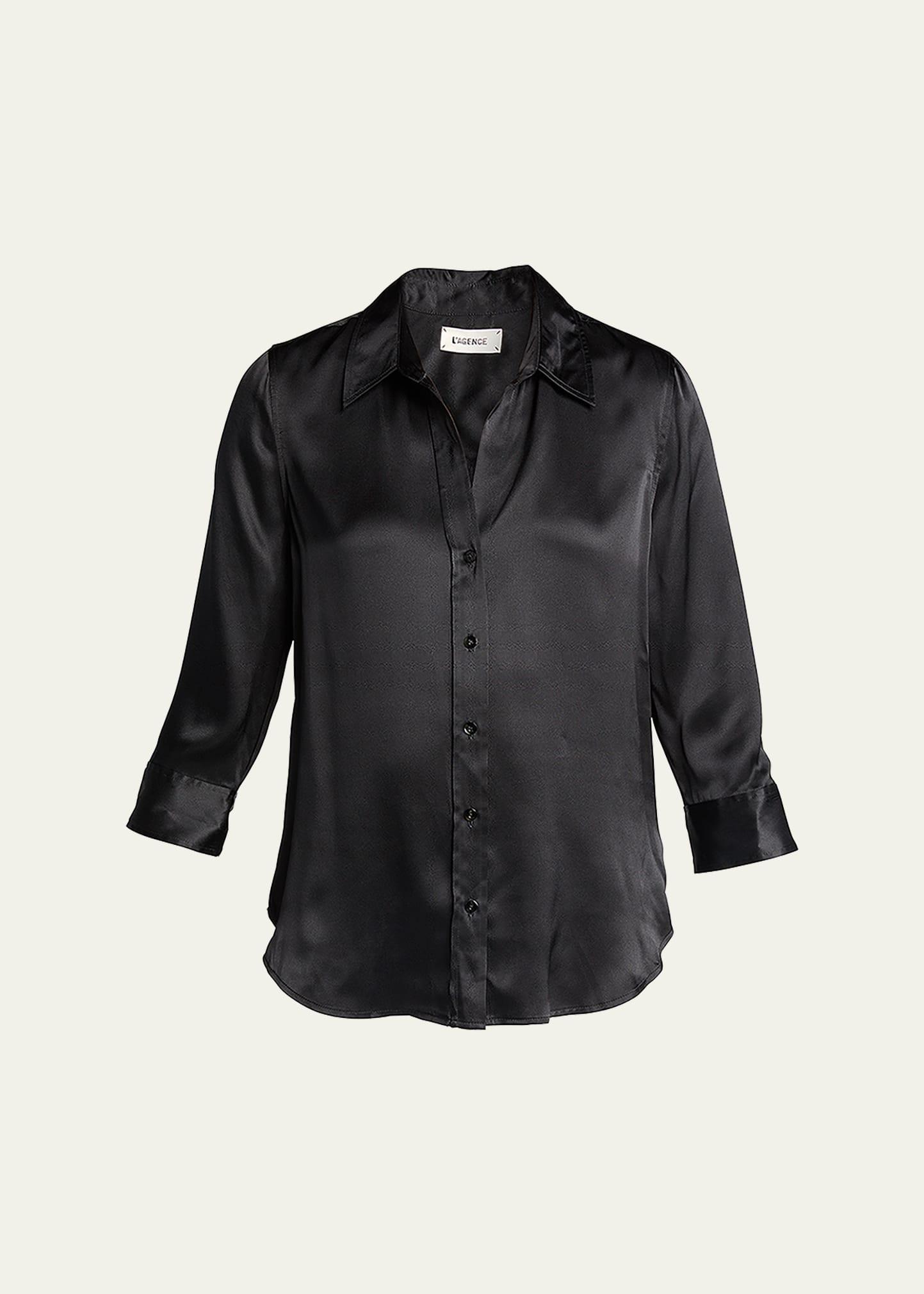 Womens Dani Three-Quarter Sleeve Silk Shirt Product Image