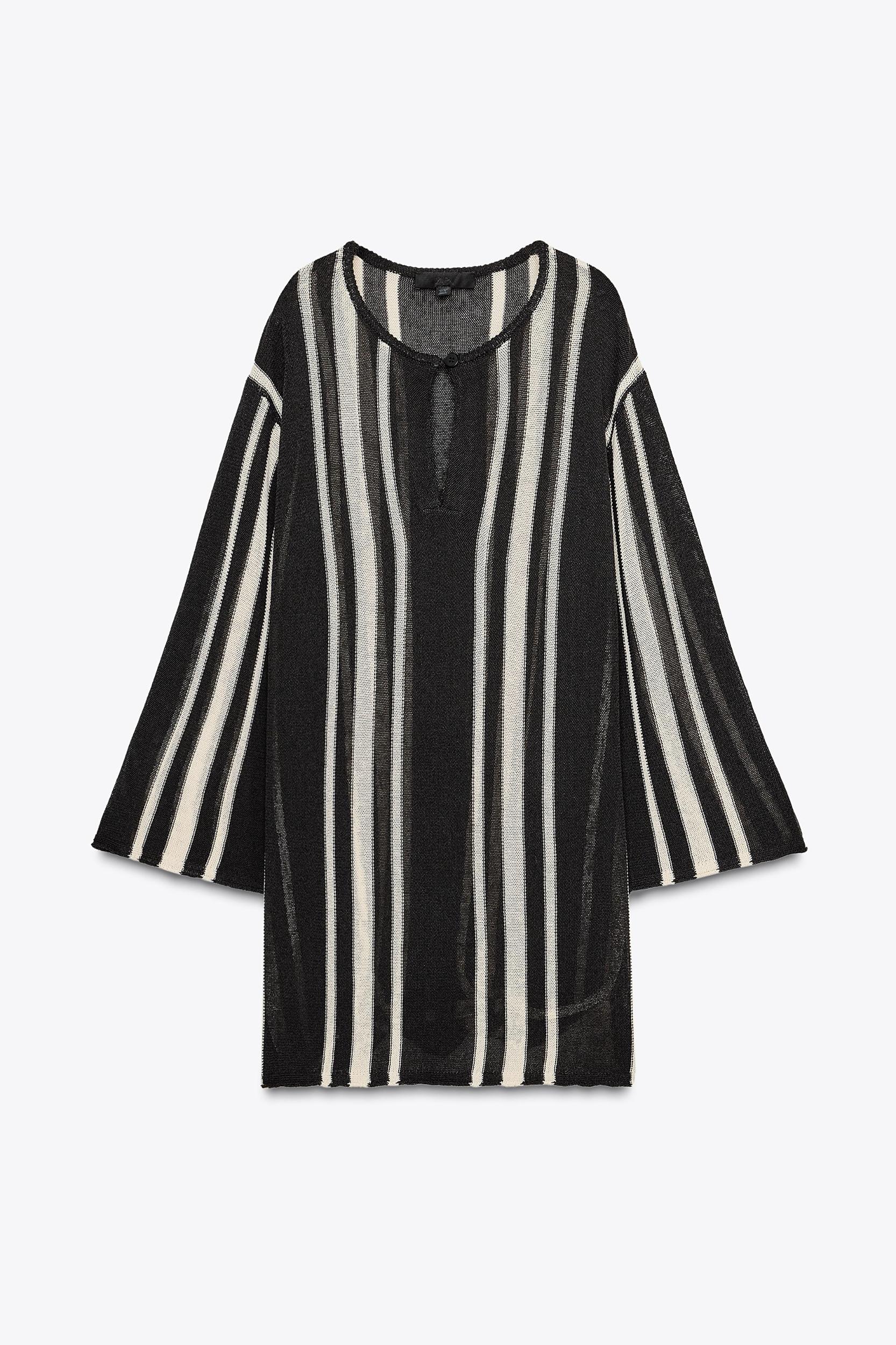 STRIPED KNIT TUNIC WITH LINEN Product Image