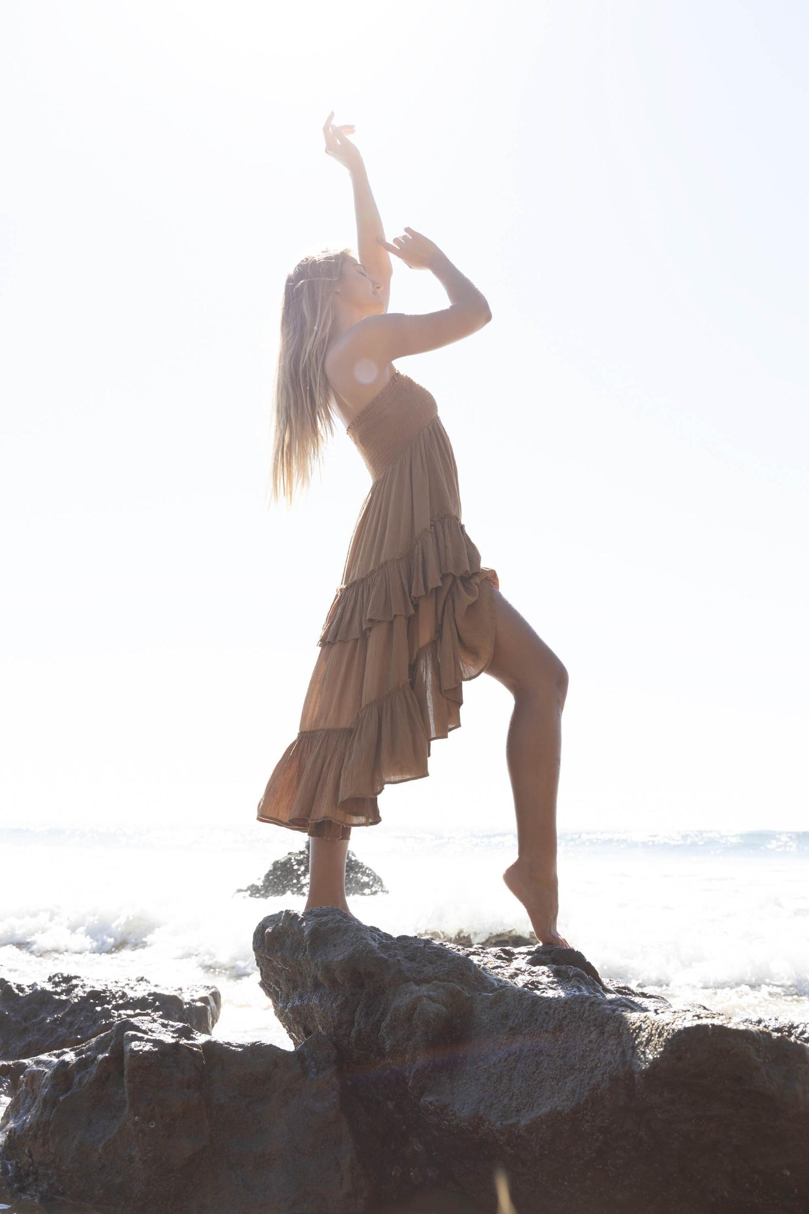 Gauze Smocking Detail Ruffle Dress/Skirt Product Image