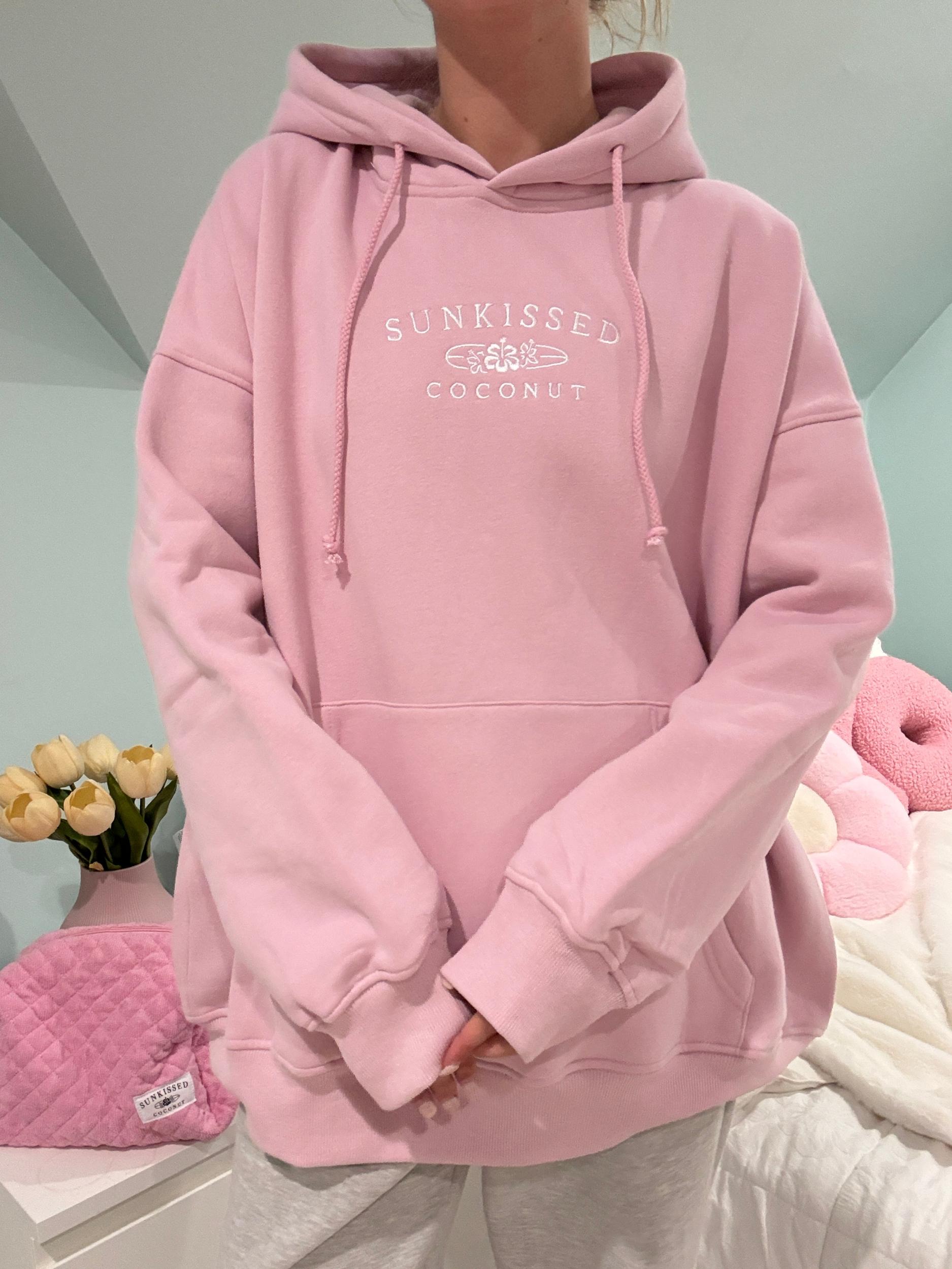 Mauve Mist Sunkissedcoconut Embroider Hoodie Product Image