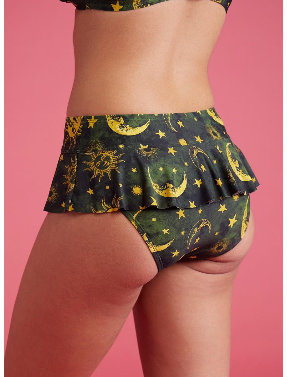 Green & Yellow Celestial Skirted Swim Bottoms Product Image