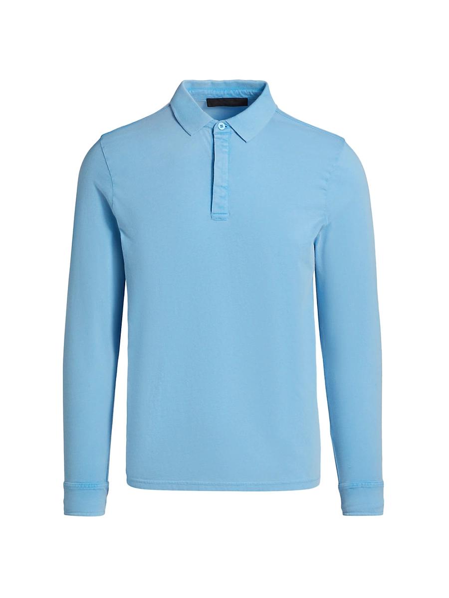 Mens COLLECTION Cotton Long-Sleeve Polo Shirt Product Image