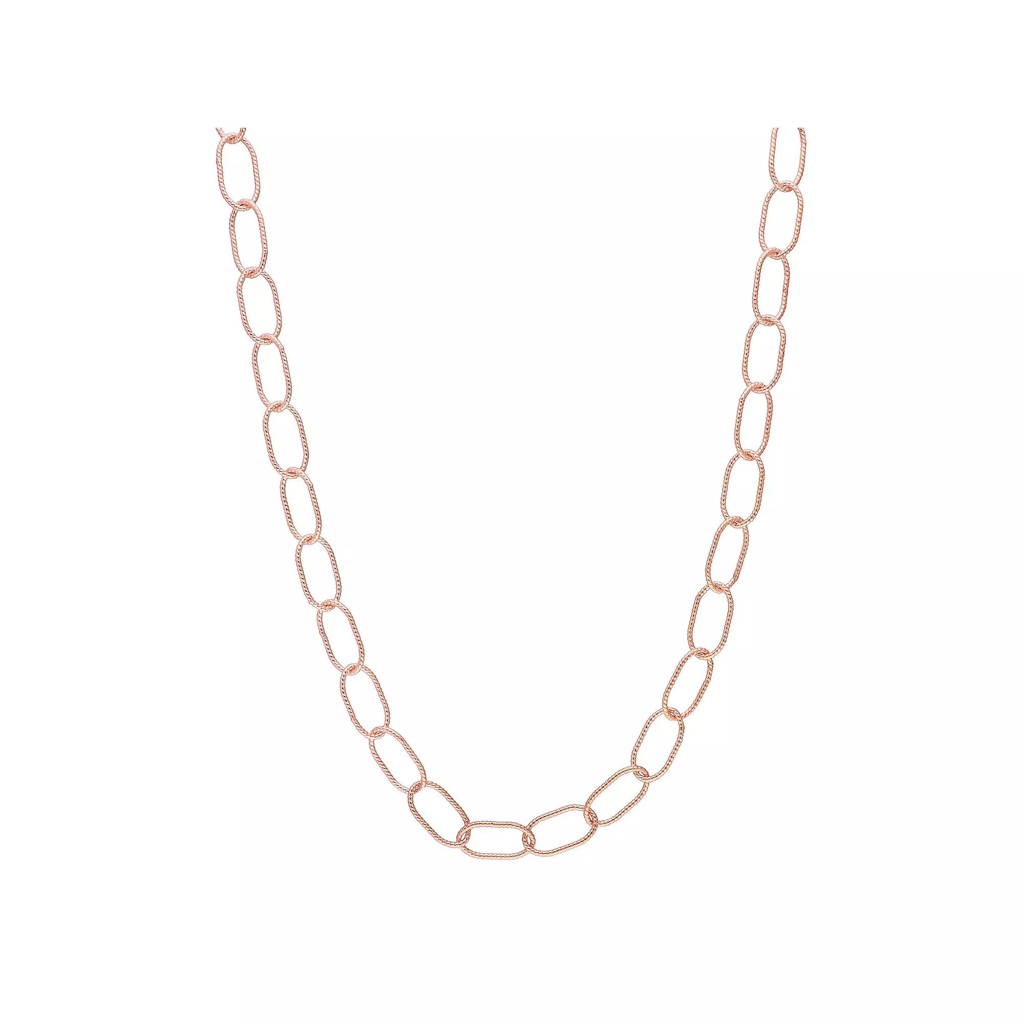 Stella Grace Sterling Silver 6.5 mm Twisted Rolo Chain Necklace, Womens 18k Pink Plated Product Image