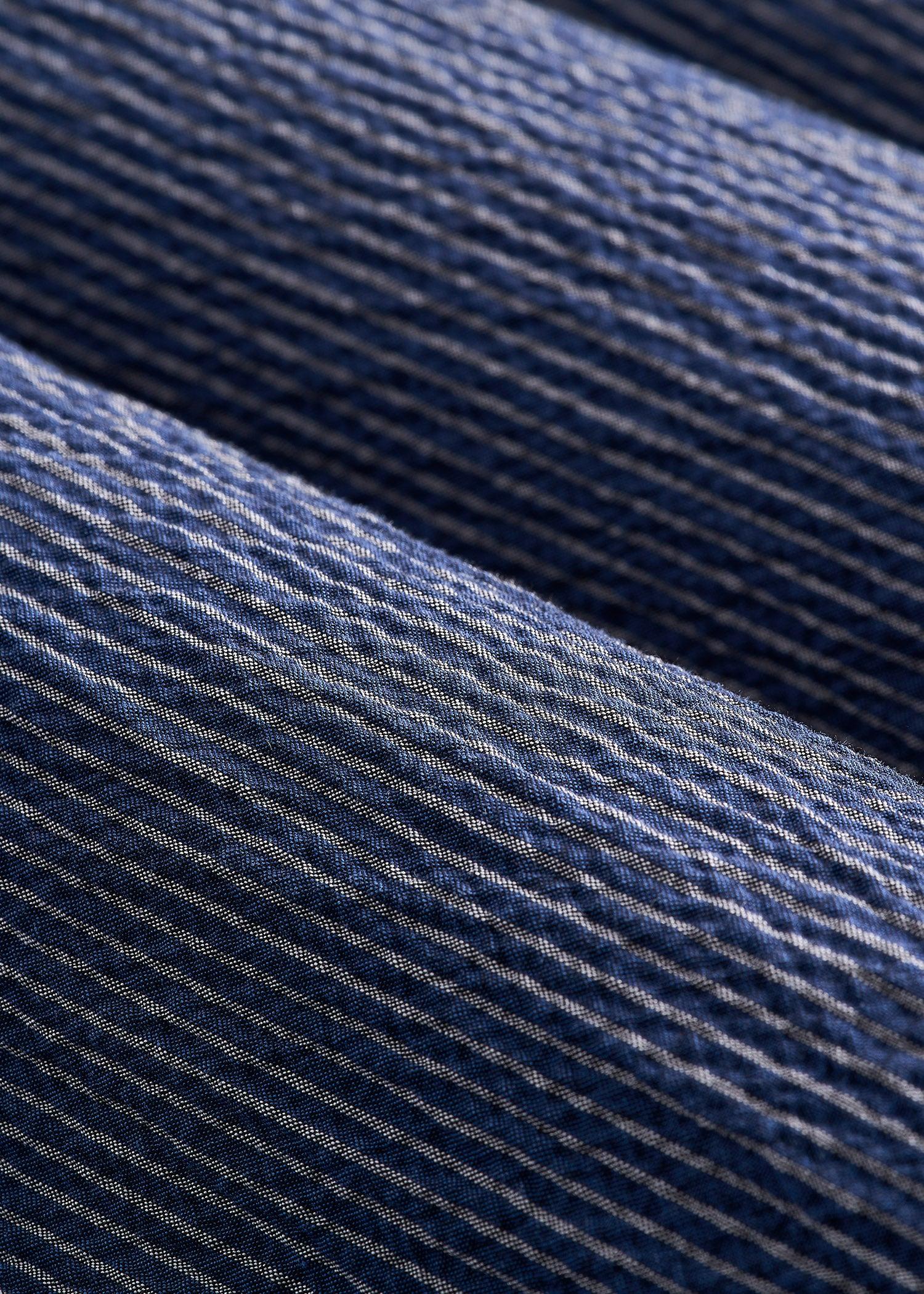 Seersucker Shorts for Tall Men in Navy and Off White Stripe Male Product Image