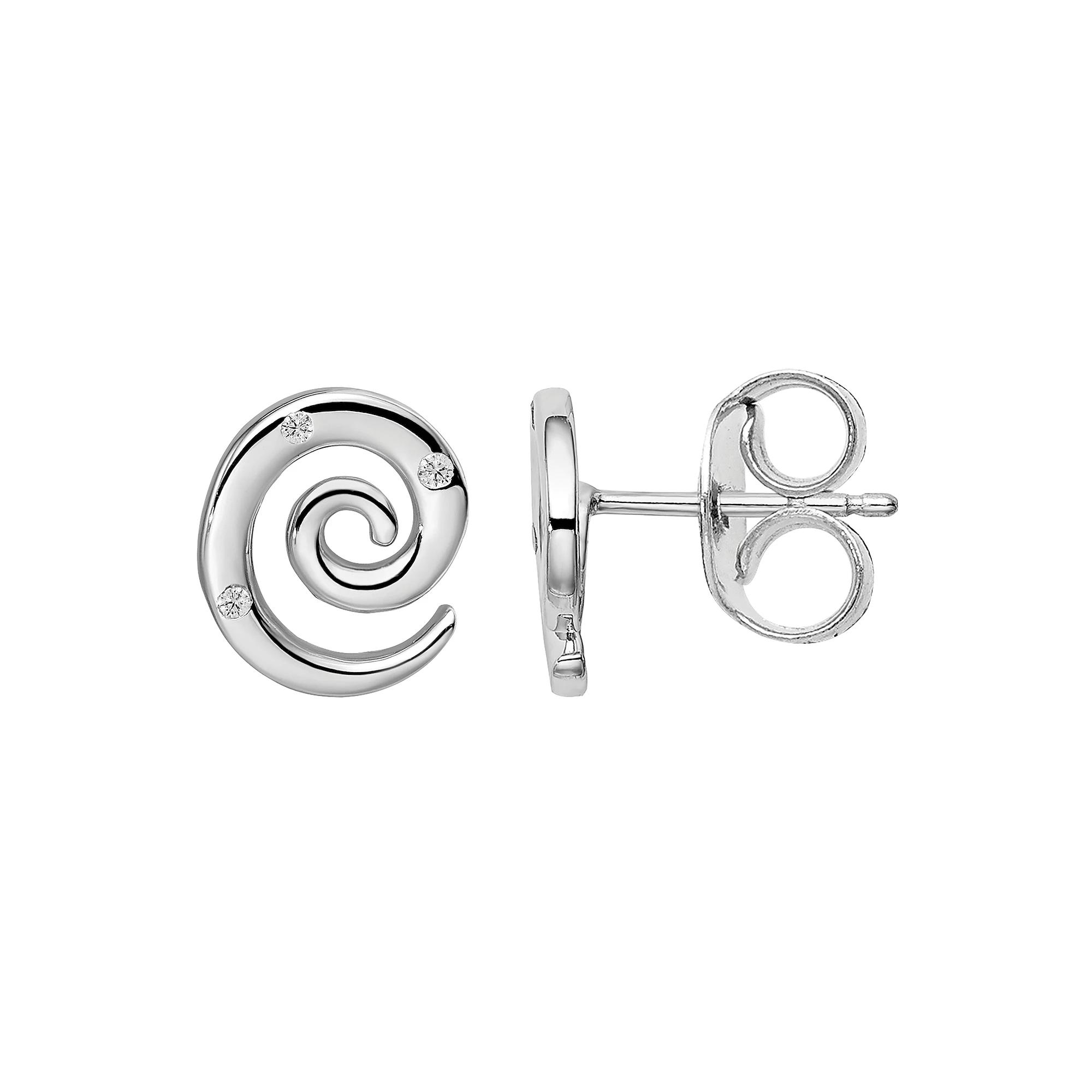 White Ice Sterling Silver Diamond Accent Swirl Earrings, Womens Product Image