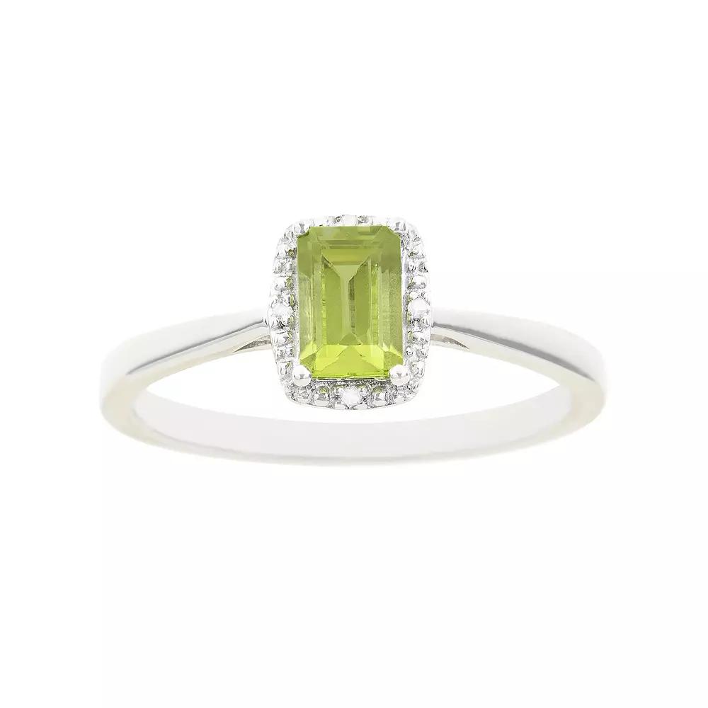 Celebration Gems Sterling Silver White Topaz & Diamond Accent Rectangle Halo Ring, Women's,  Product Image