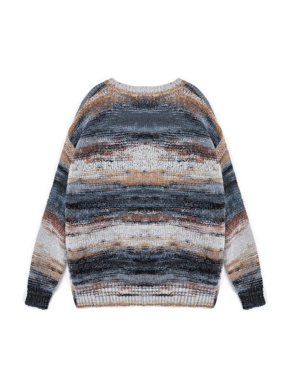 Men's Contrast Color Stripe Pullover Knit Sweater Product Image