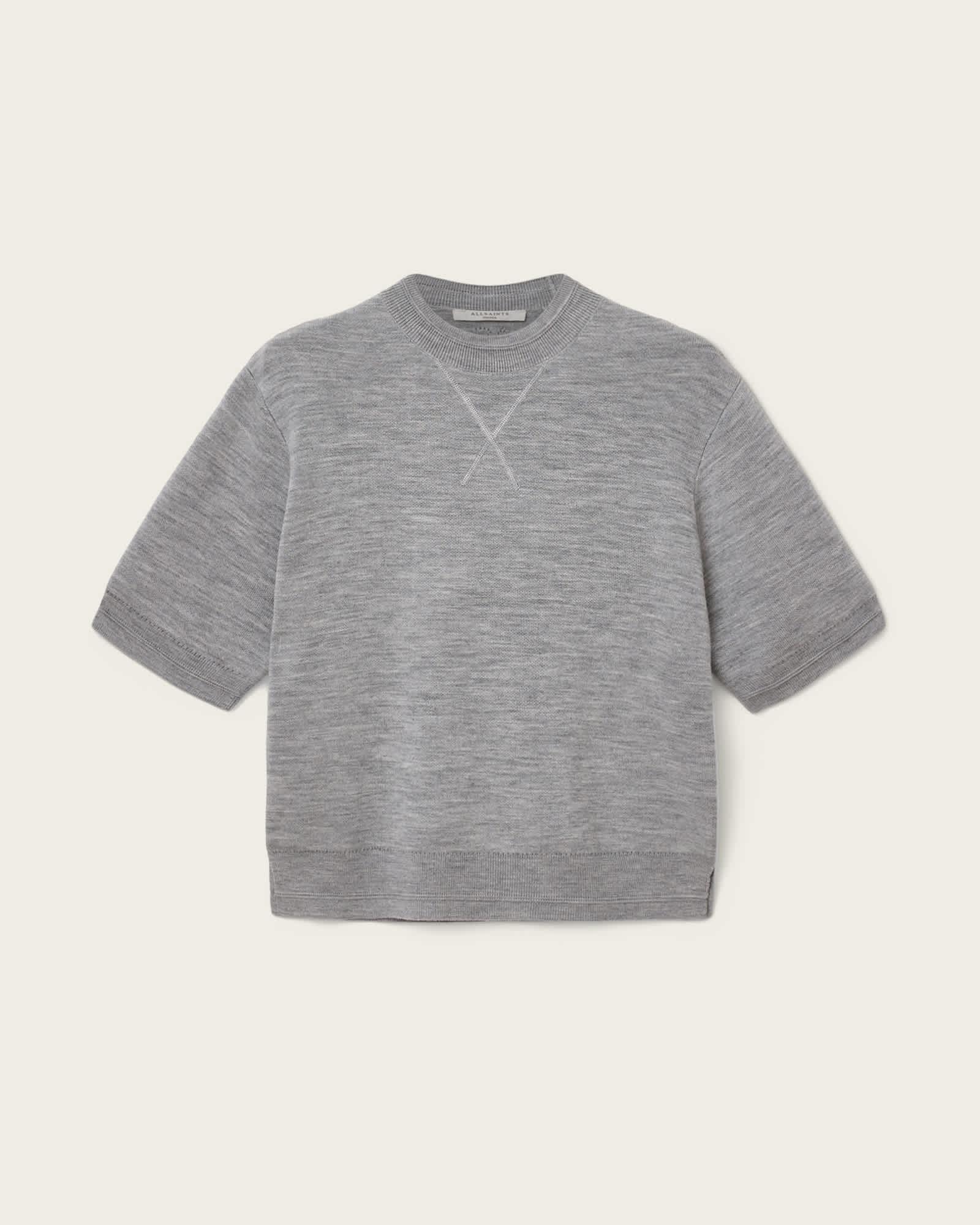 Nika Relaxed Wool T-Shirt Grey Marl | ALLSAINTS US Product Image