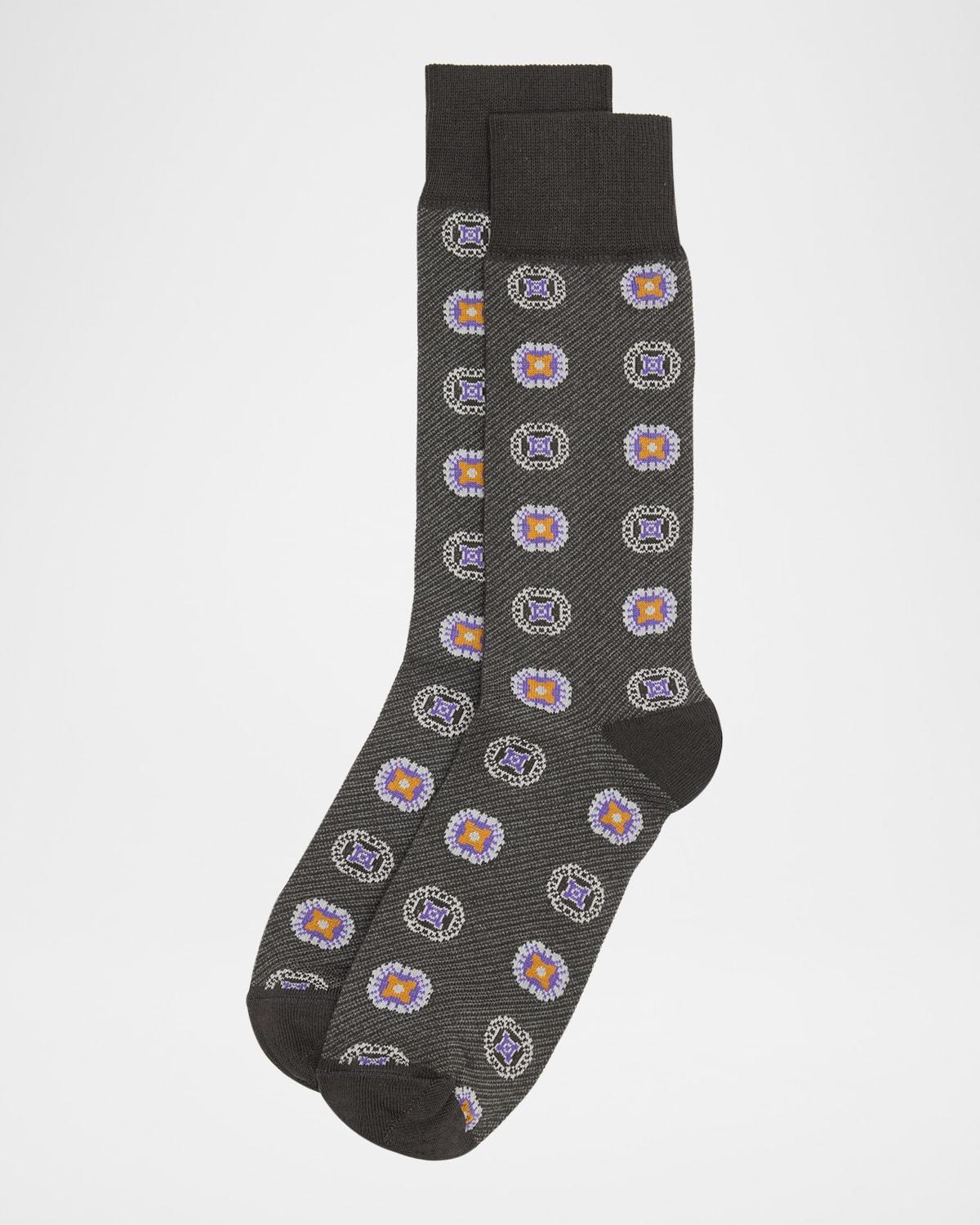 Mens Oval Birdseye Oxford Cotton Crew Socks Product Image