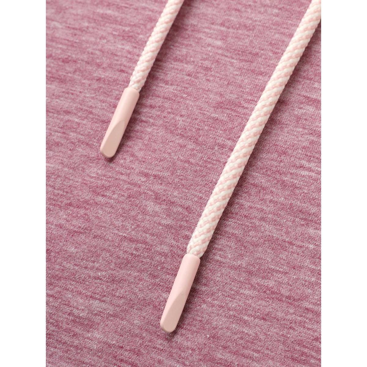 Plus Size Plain Hooded Drawstring Raglan Sleeve T-shirt Mauve Women Casual Drawstring Hooded Everyday T-shirts BloomChic 14-16/1X Product Image