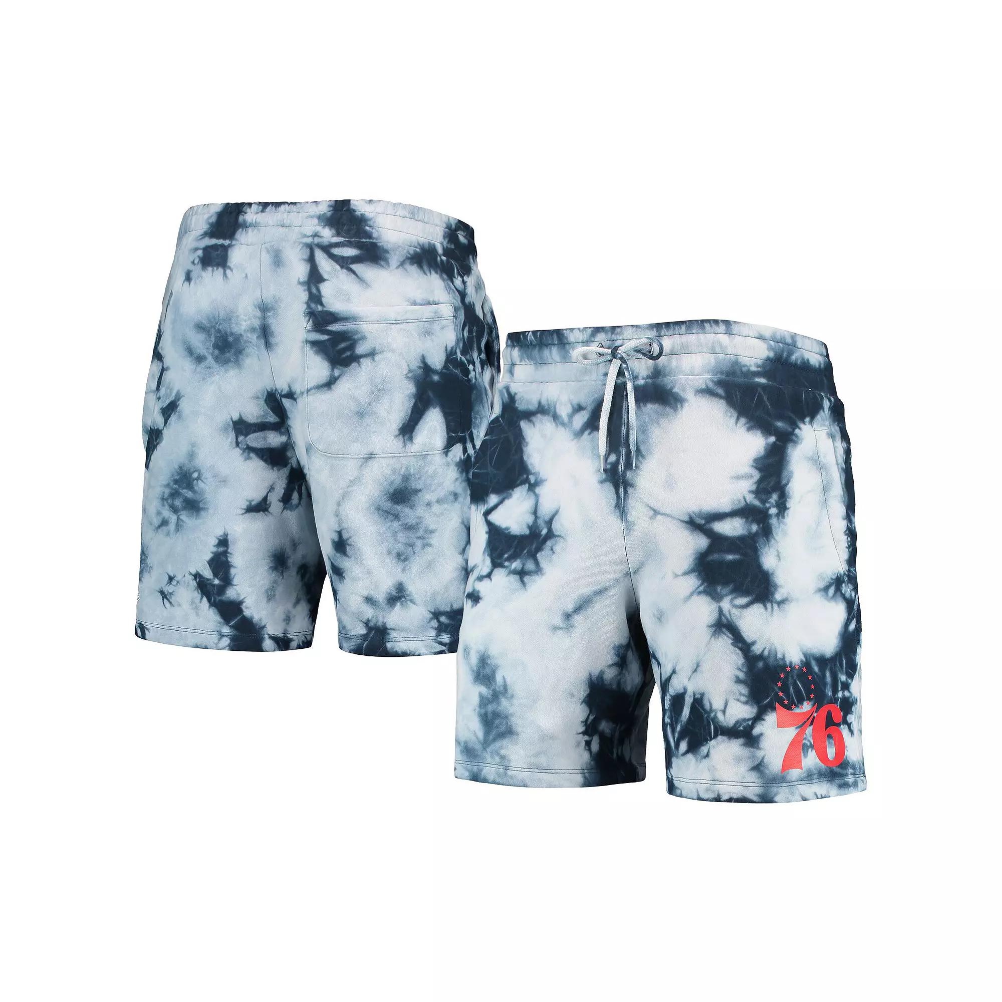Men's New Era Royal Philadelphia 76ers Fleece Tie-Dye Shorts,  Product Image