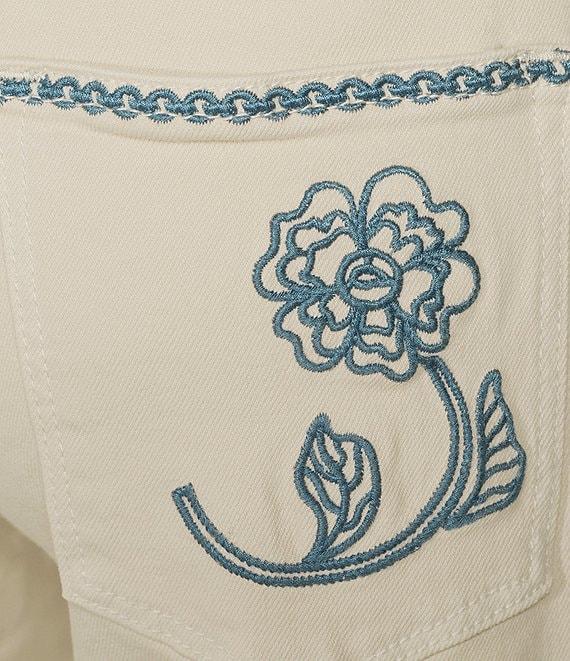 Driftwood Barbara Coordinating Stretch Denim Embroidered Floral Applique Barrel Jeans Product Image