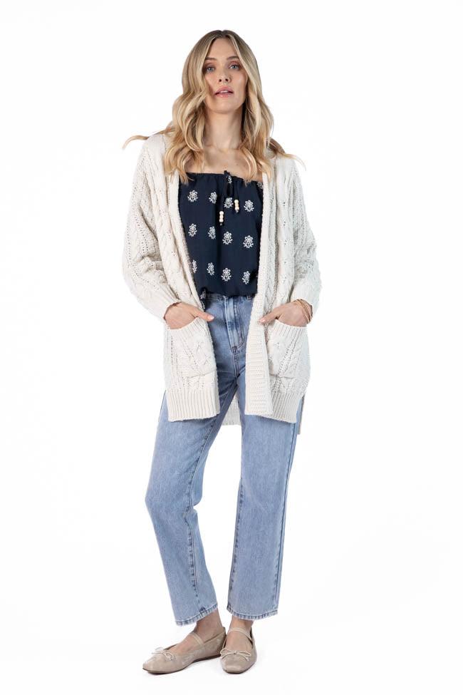 Sweet Nothings Cream Chunky Cable Knit Cardigan FINAL SALE Product Image
