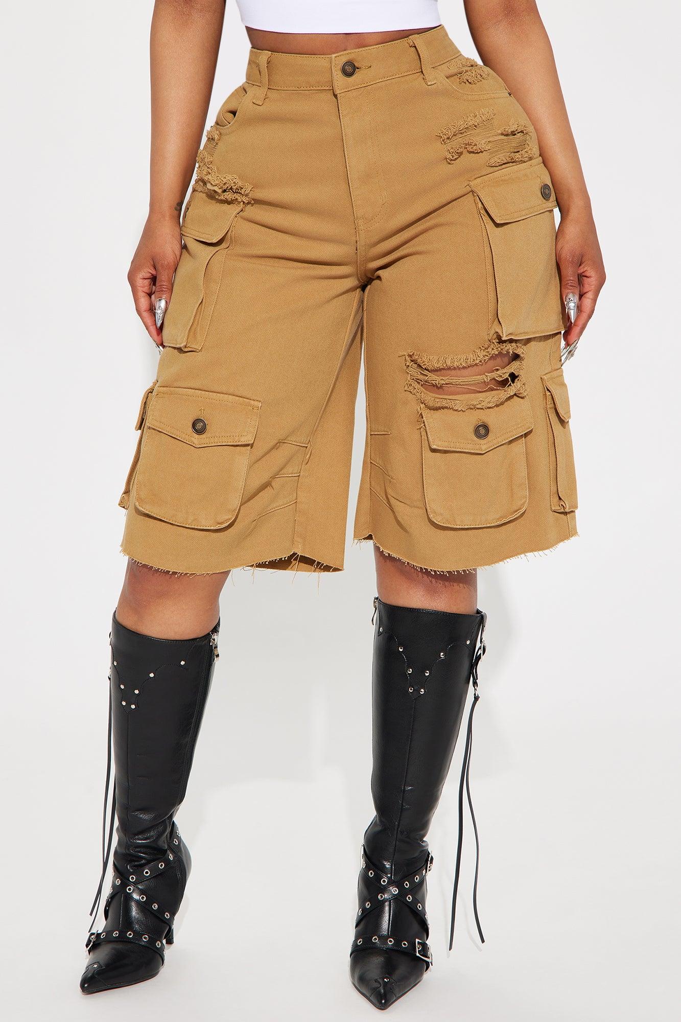 Don't Make Me Wait Cargo Bermuda Short - Khaki Product Image