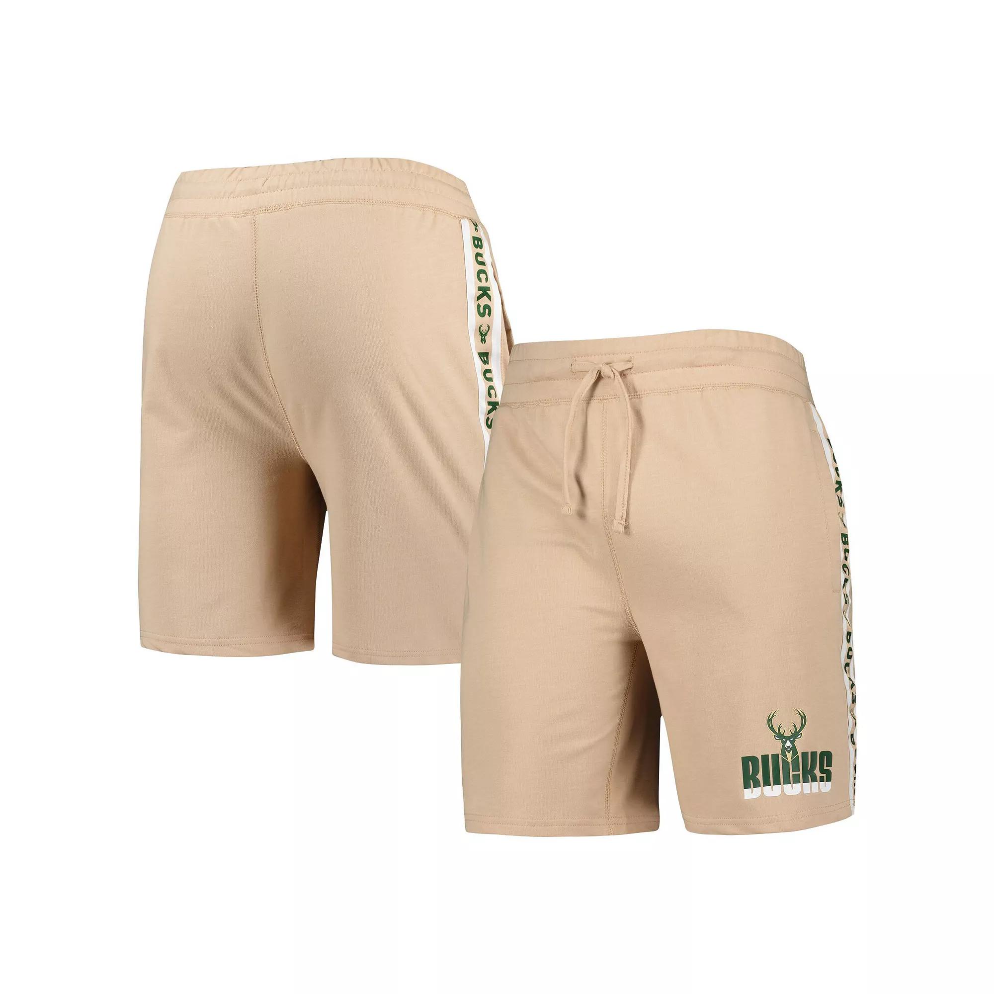 Men's Concepts Sport  Tan Milwaukee Bucks Team Stripe Shorts, Size: Medium Product Image