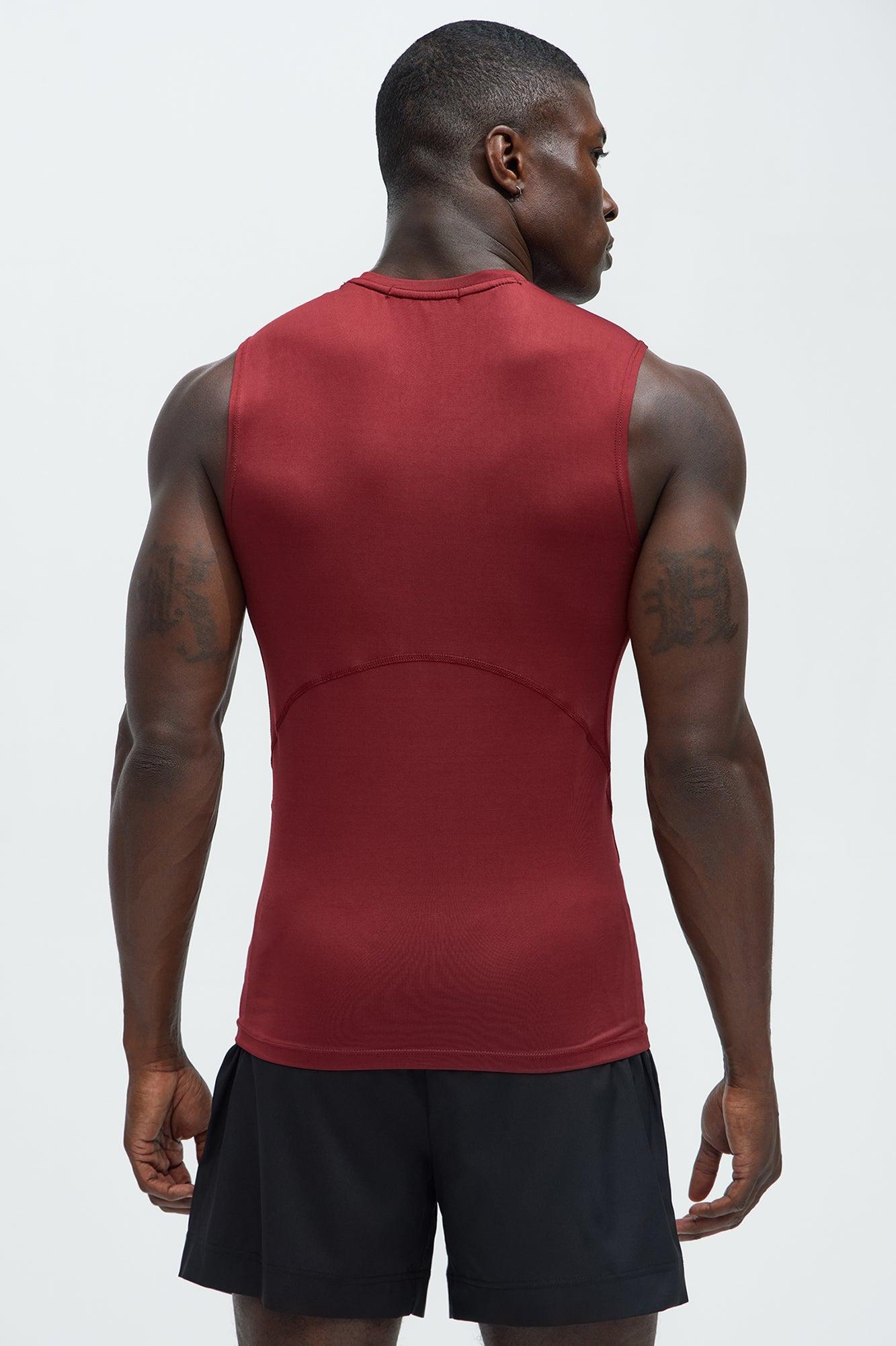 Vital Compression Cut Off Tee - Burgundy Product Image