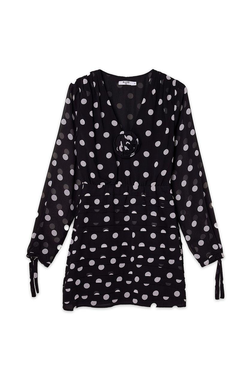 Gathered V-Neck Mini Dress Product Image