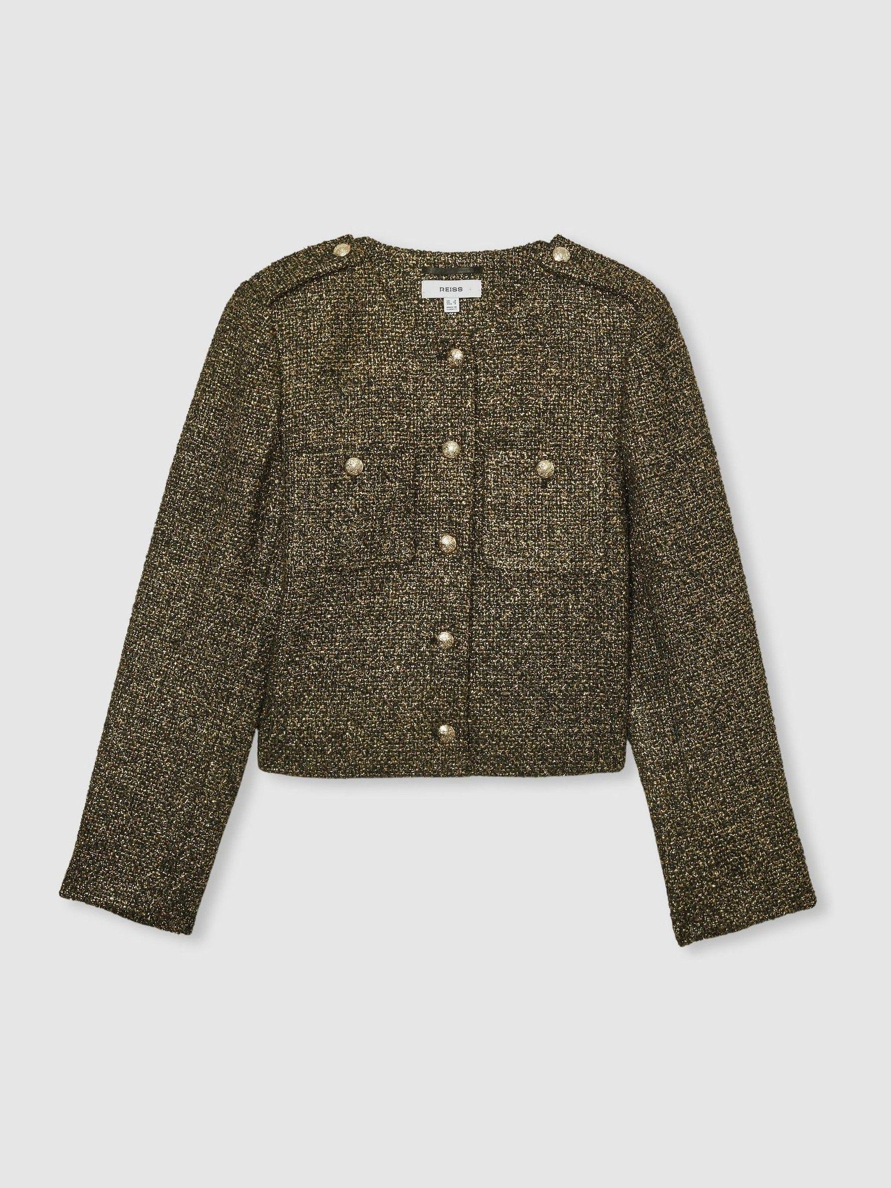 Lamé-Tweed Jacket in Gold Product Image