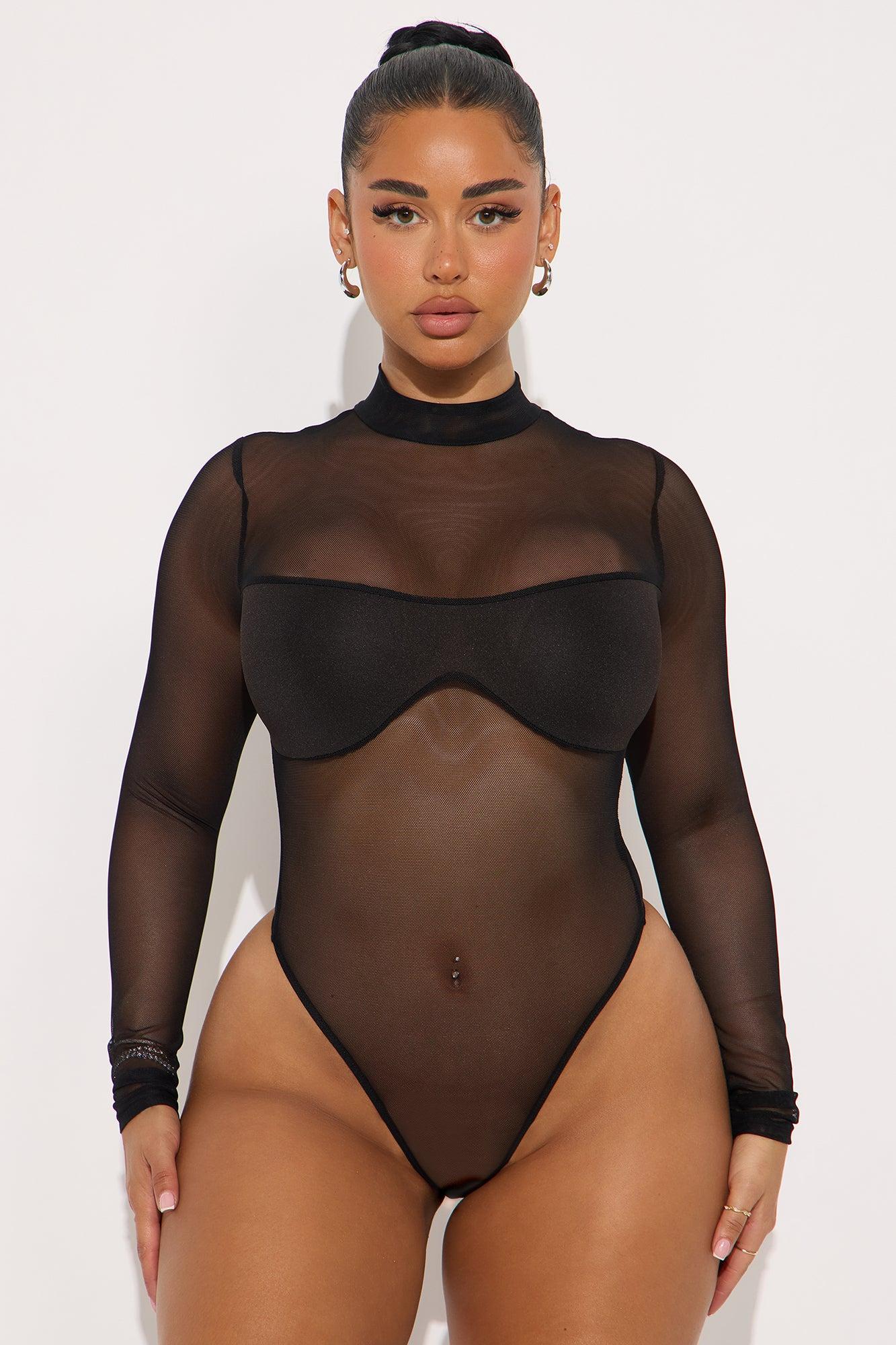 Brenda Sheer Bodysuit Pant Set - Black Product Image