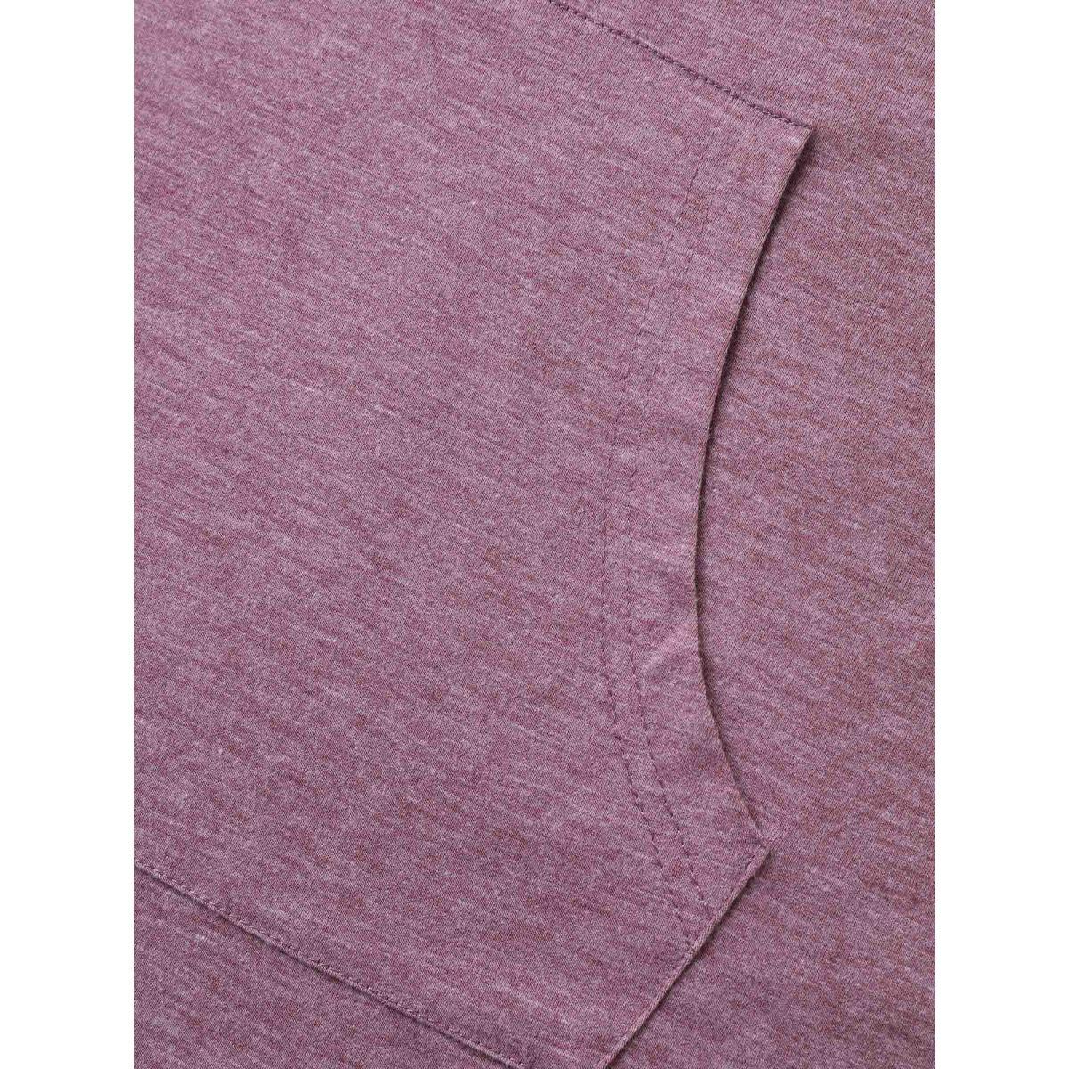 Plus Size Hooded Pockets Ties Plain T-Shirt Mauve Women Leisure Roll Hem Turtleneck Casual T-shirts BloomChic 14-16/1X Product Image