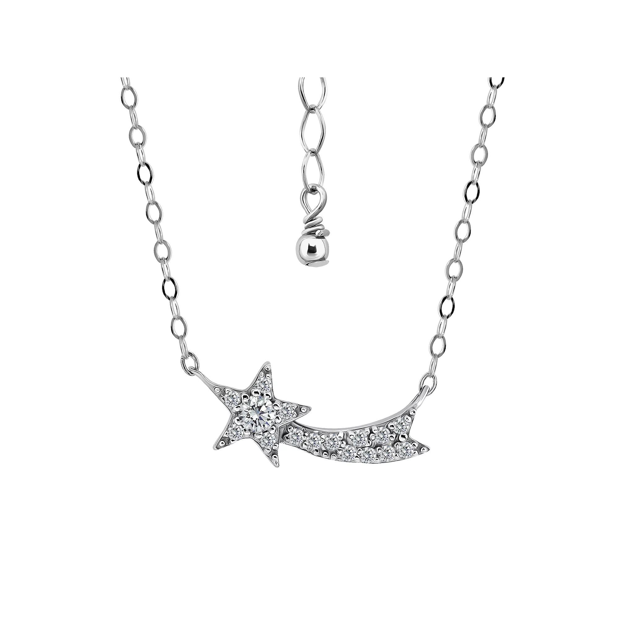 Aleure Precioso Sterling Silver Cubic Zirconia Shooting Star Frontal Necklace, Women's, Size: 16-18" ADJ Product Image