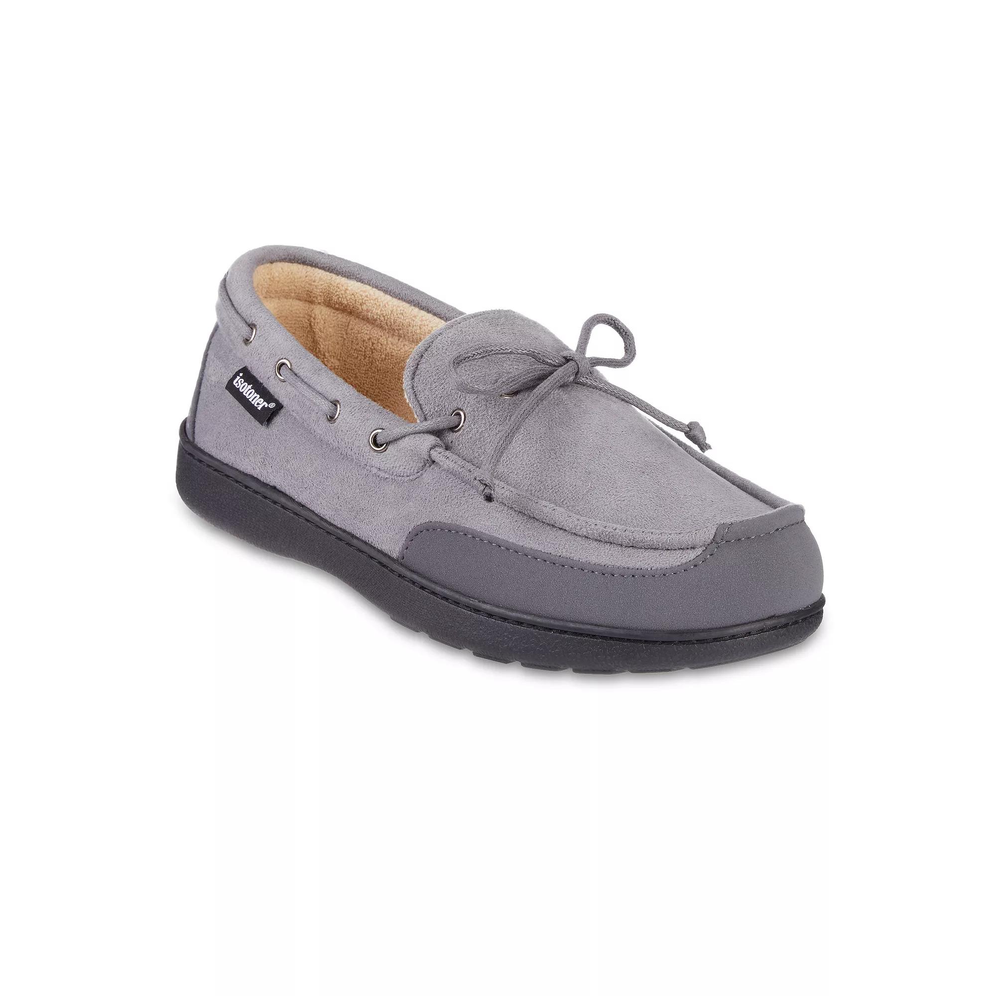 isotoner Carter Boater Men's Water Repellent Microsuede Memory Foam Moccasin Slippers,  Product Image